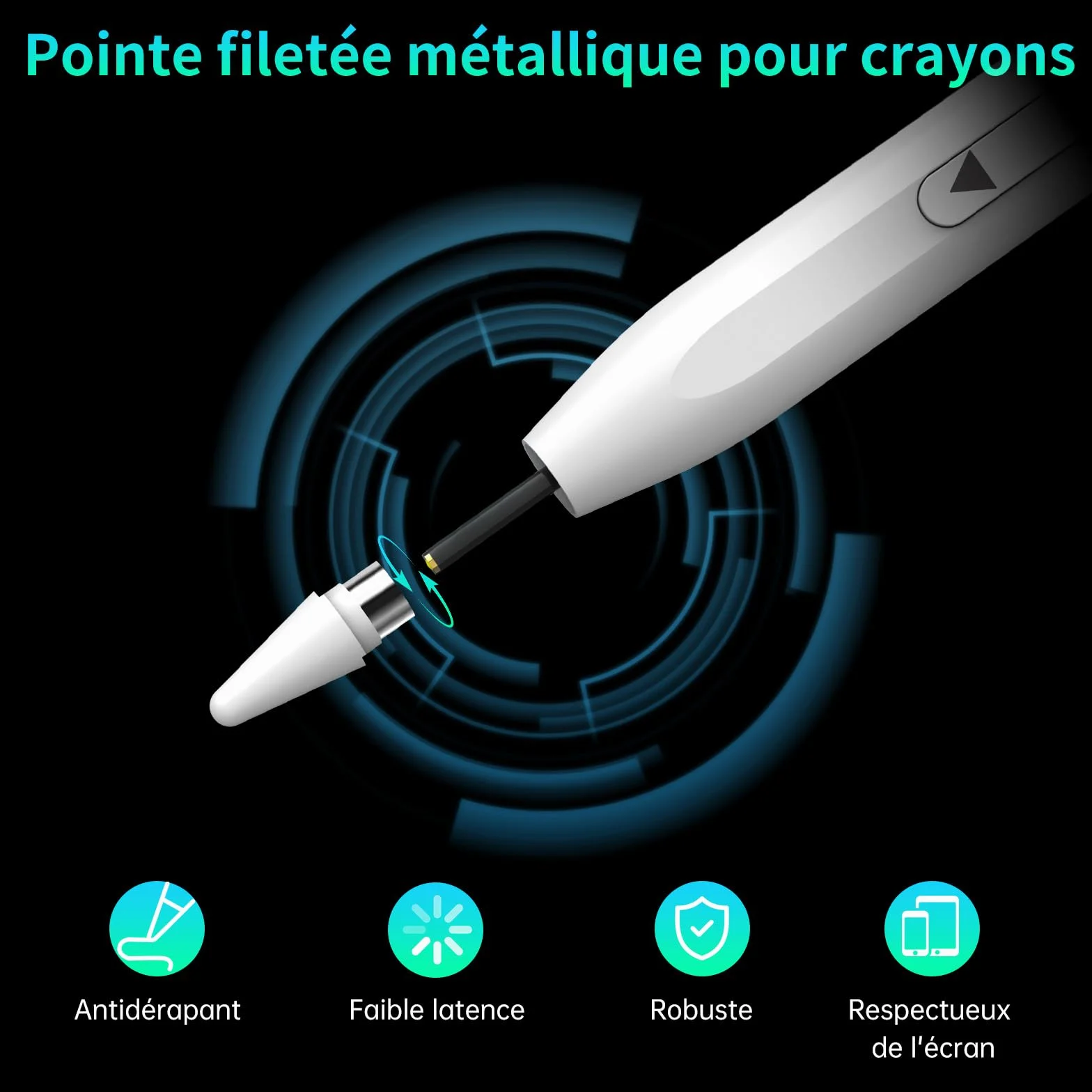 MEKO Stylet Dual-System pour Tablette, iPad, Android, Smartphone - Compatible iPad Pro/Air/Mini, Xiaomi, iPhone - Stylet Tactile Recharge Rapide (Blanc)