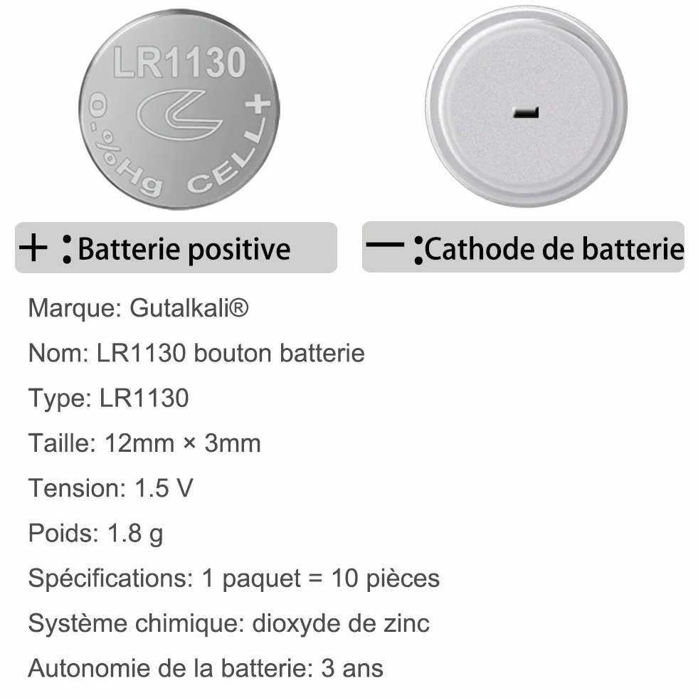 Paquet de 40 Piles Bouton alcaline de la Pile LR1130 AG10