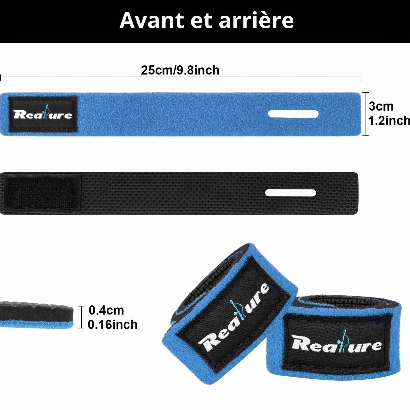 Realure Lot de 8 sangles de canne à pêche réglables en néoprène pour canne fixe mer carpe