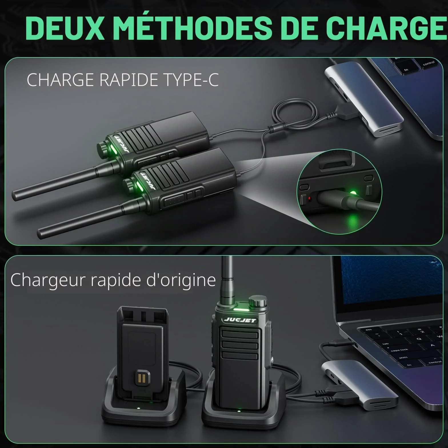 EP31 Talkie Walkie, PMR446 Radio Portable Rechargeable, 16 Canaux, Alarme Clignotante, IP54 Résistant à l'eauTalkie walkie. avec des écouteurs Originaux et Station de Charge USB (4 pièces)