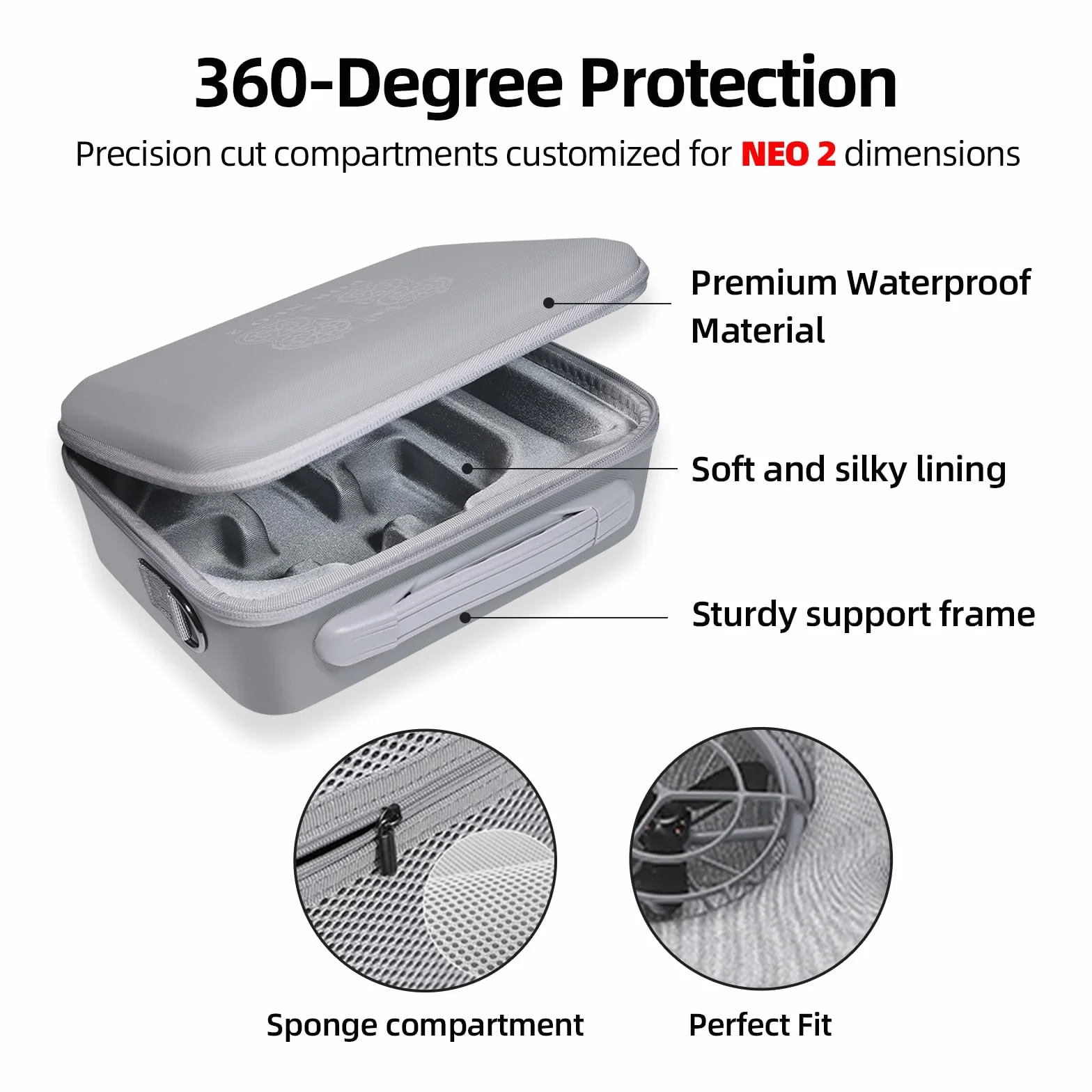 Sac DJI Neo2 Drone, Sac de Transport pour DJI Neo2 No RC Portable Fly More Combo Sac Rangement Drone de Voyage avec Sangle de Transport, Gris