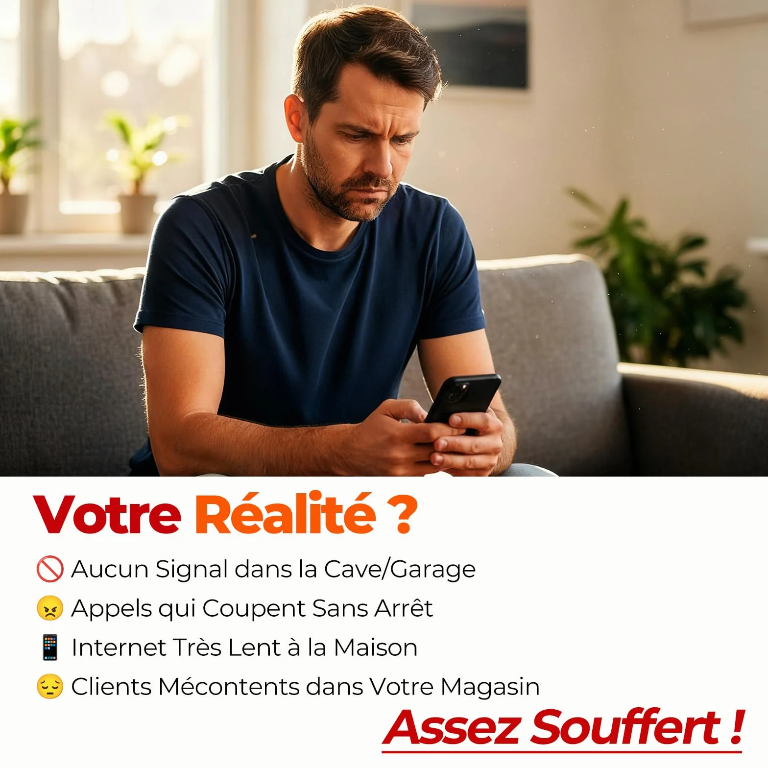Amplificateur de Couverture 4G LTE pour Maison et Bureau, Amplificateur Signal Mobile Bandes 20/8/3/1/7 - Compatible avec Tous Les Opérateurs (Orange,SFR,Bouygues,Free)