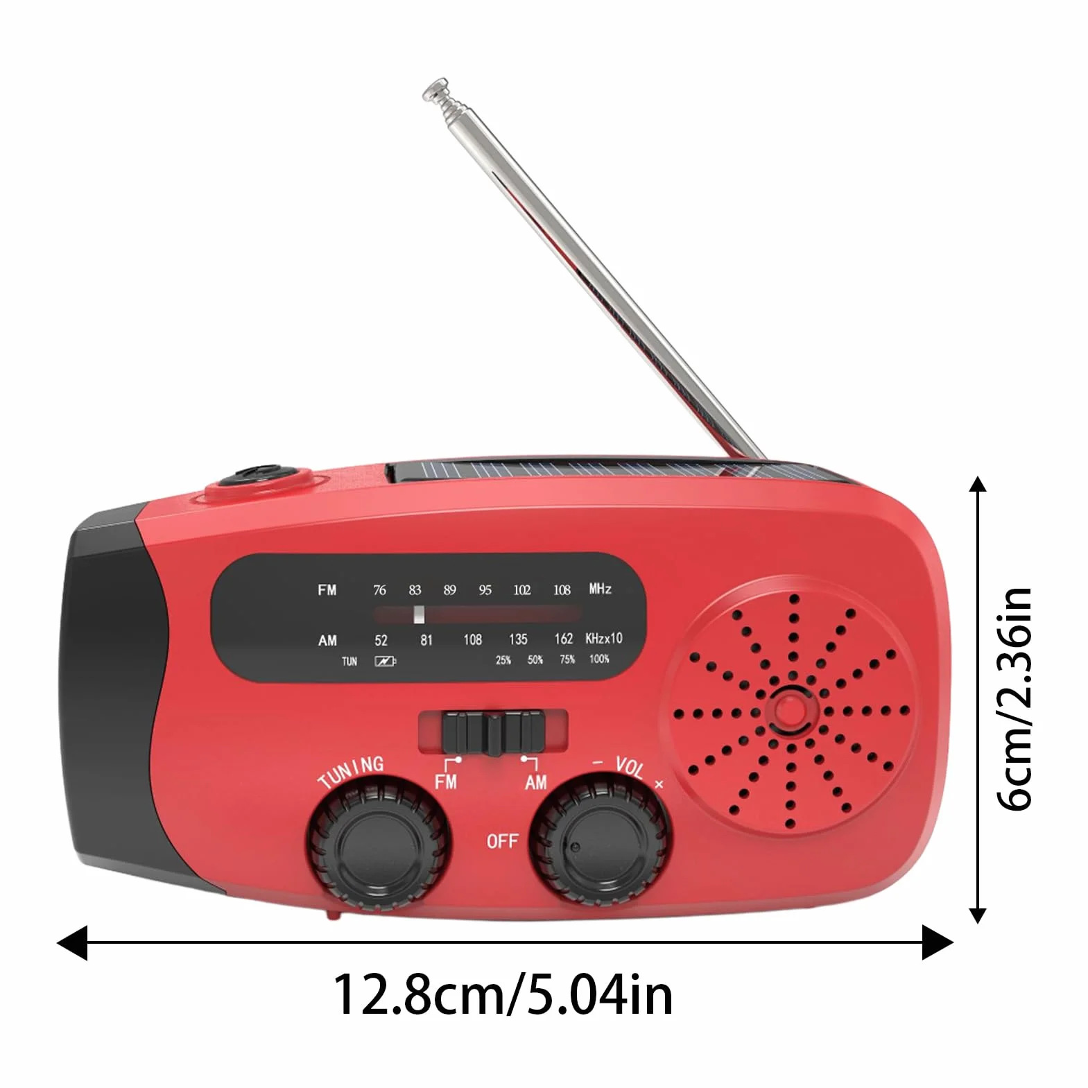 Radio Portable AM FM avec Chargeur Solaire Manivelle USB Lecteur MP3 pour Camping Randonnée
