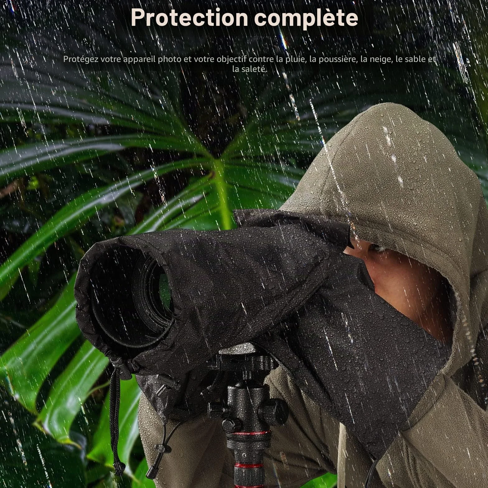 NEEWER Housse de Pluie pour Caméra, Imperméable en Nylon de Petite Taille Compatible avec Canon Sony Nikon DSLR Vlog Camera & Objectifs Jusqu'à 200mm, avec Fenêtre de visualisation, PB003