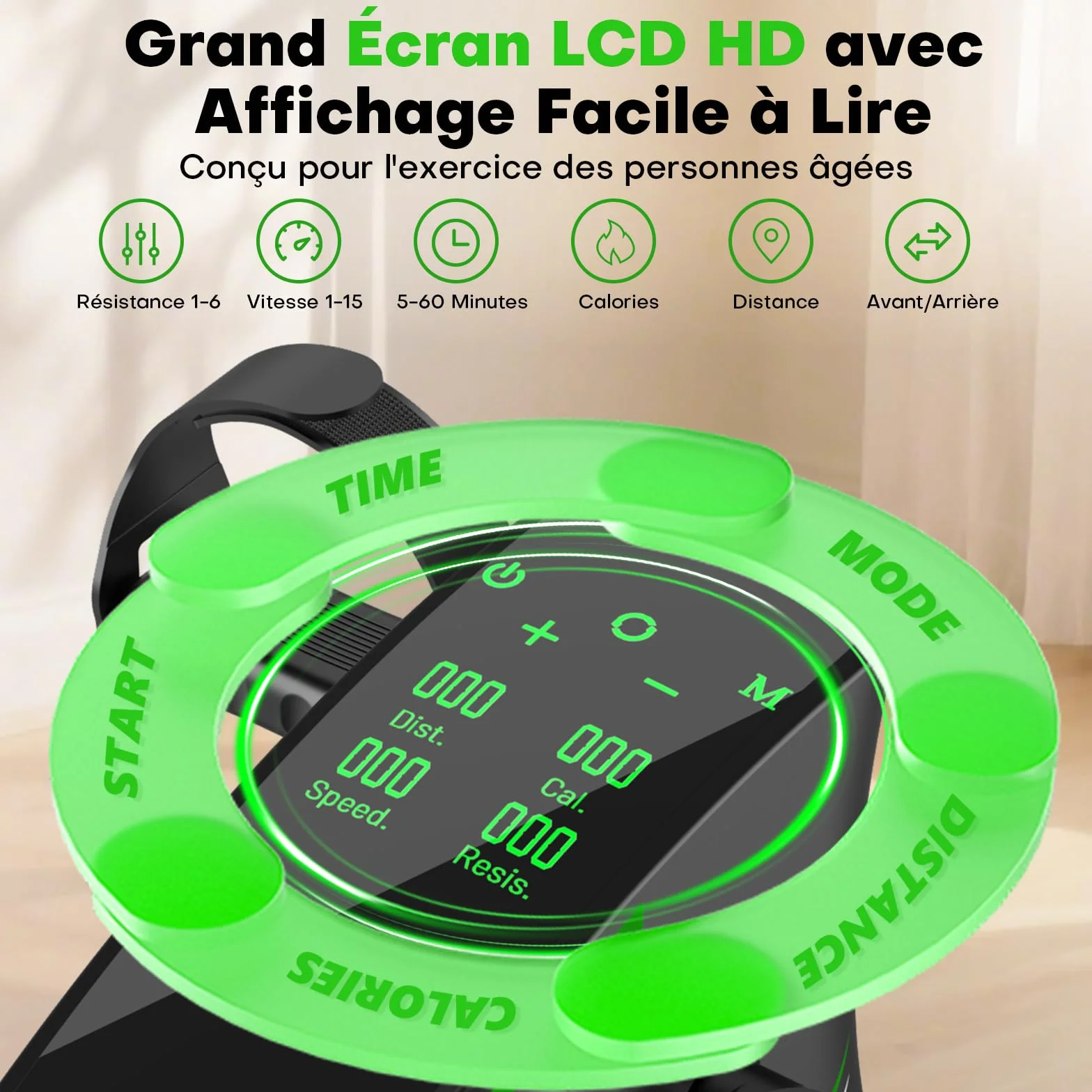 Mini Velo Appartement Pedalier avec Résistance & Vitesse Adjustable, 2 en 1 Bureau Électrique pour Bras et Jambes, Grand Écran LCD