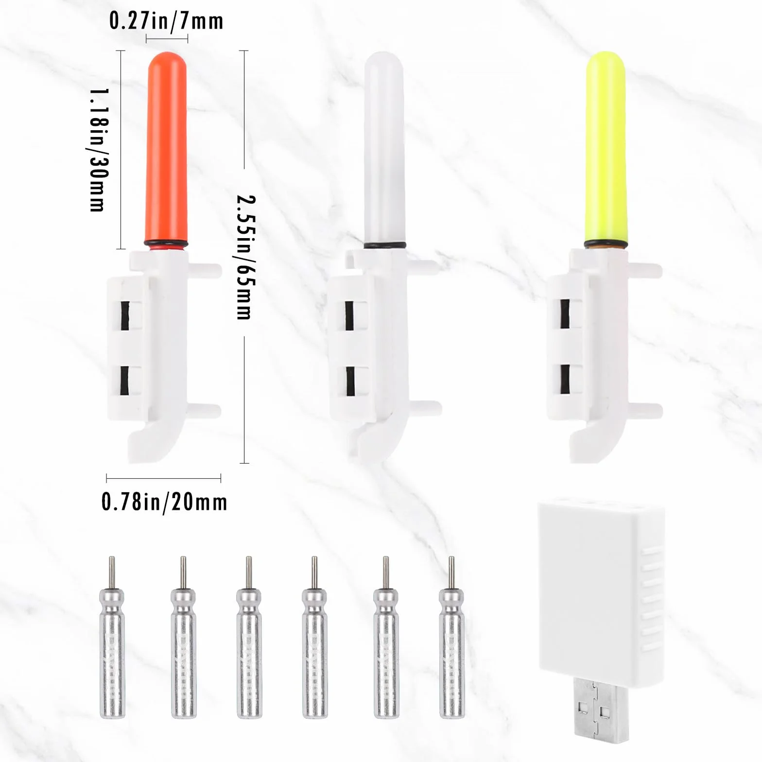 Détecteurs de touche de pêche OneNine, lot de 6 alarmes avec chargeur et lampe LED