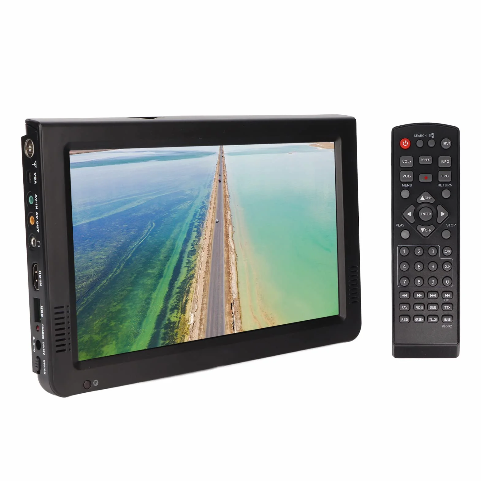 Téléviseur Portable 10 Pouces 1080p LED à Batterie Rechargeable avec Haut-parleurs USB AV