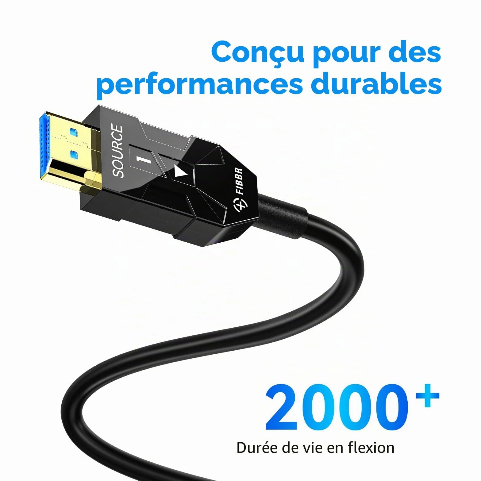 FIBBR 8K HDMI 2.1 Câble Optique 10M, 48Gbps Ultra Rapide HDMI Câble Actif AOC, 8K@60Hz 4K@120Hz/144hz eARC HDCP 2.2 et 2.3 Dynamic HDR Dolby Sound pour Home Cinéma, Amateurs de Jeux, Vidéo HD