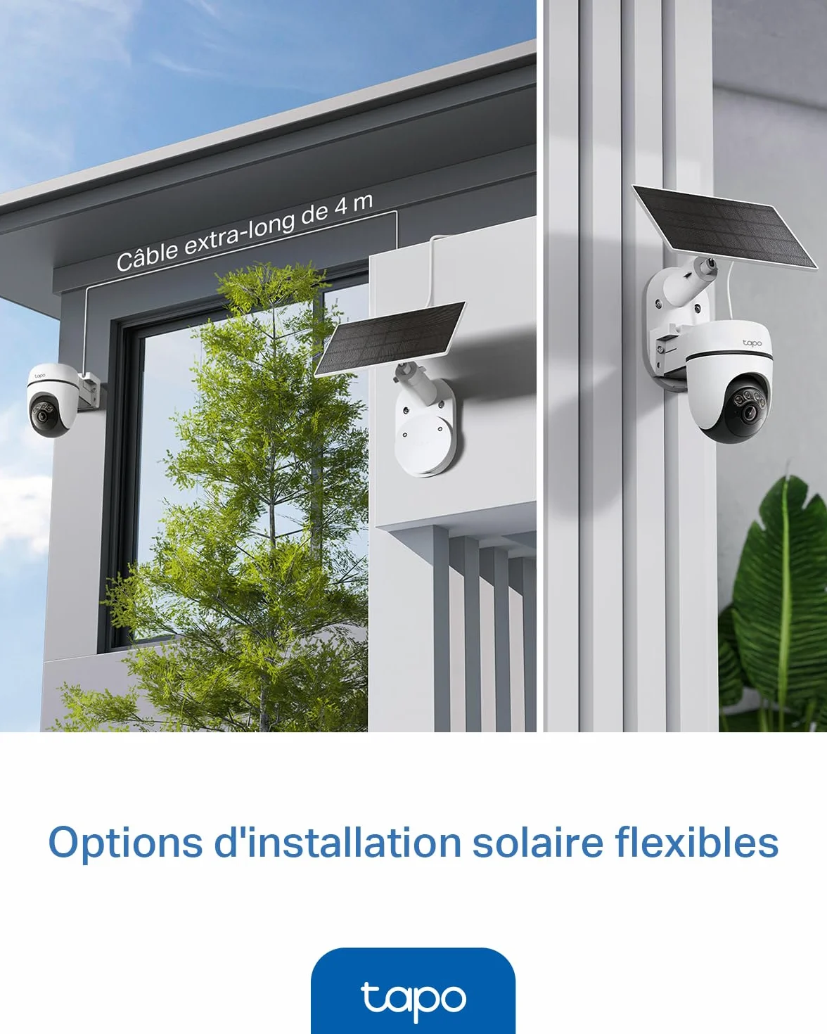 Tapo C610 Kit 2K 3MP Caméra WiFi Extérieur sans Fil Panneau Solaire 360° PTZ Surveillance Batterie 6700mAh Détection Humaine Vision Nocturne Couleurs Suivi AI IP65