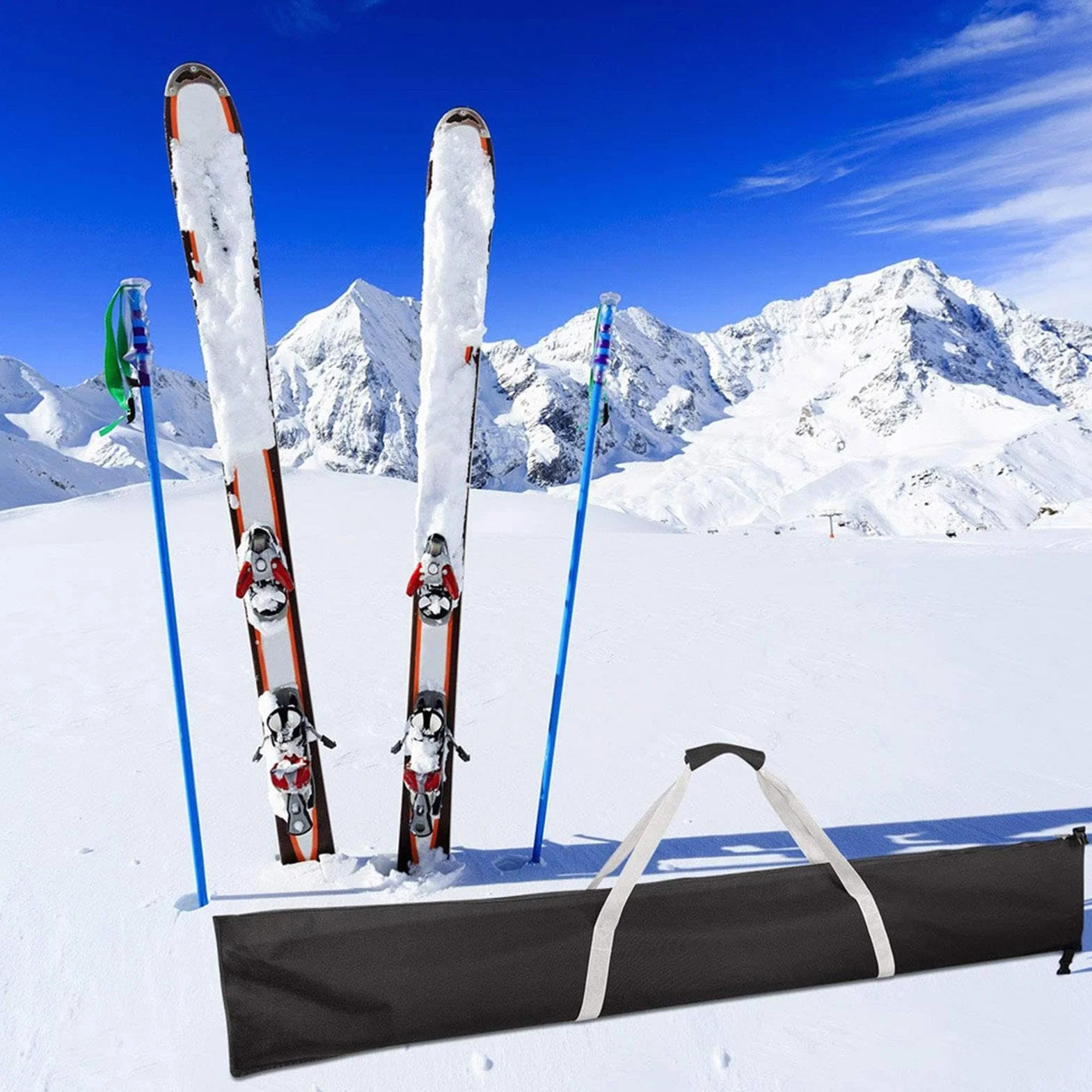 Sac De Transport Ski Rembourré Voyage Avion - Housse À Skis Paire Et Bâtons Homme Femme