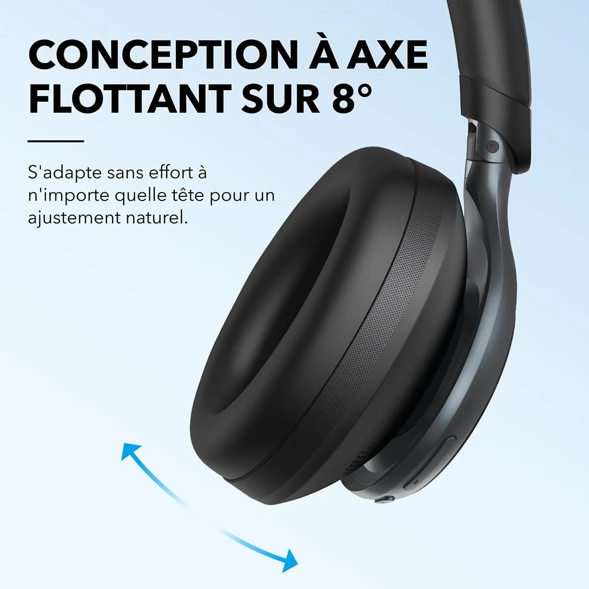 Soundcore Space One Casque Bluetooth sans Fil avec Réduction de Bruit Active Adaptative by Anker, Réduction des Voix Humaine 2X Plus Efficace, ANC 46H, Contrôle app, LDAC Hi-Res Audio, Confort