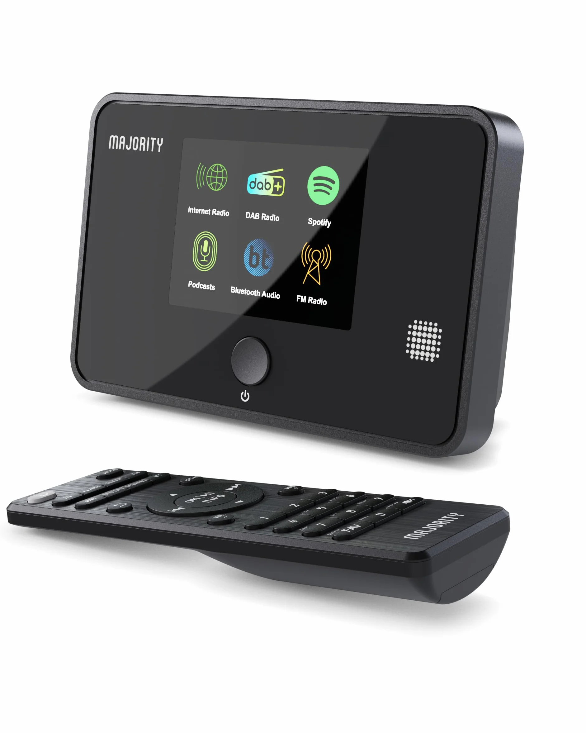 Tuner Radio Internet WiFi | Adaptateur Radio Dab Plus | Spotify Connect et Podcasts | Bluetooth 5.2 Tuner Dab pour Chaine HiFi | Affichage en Couleur, Télécommande Incluse | MAJORITY Robinson