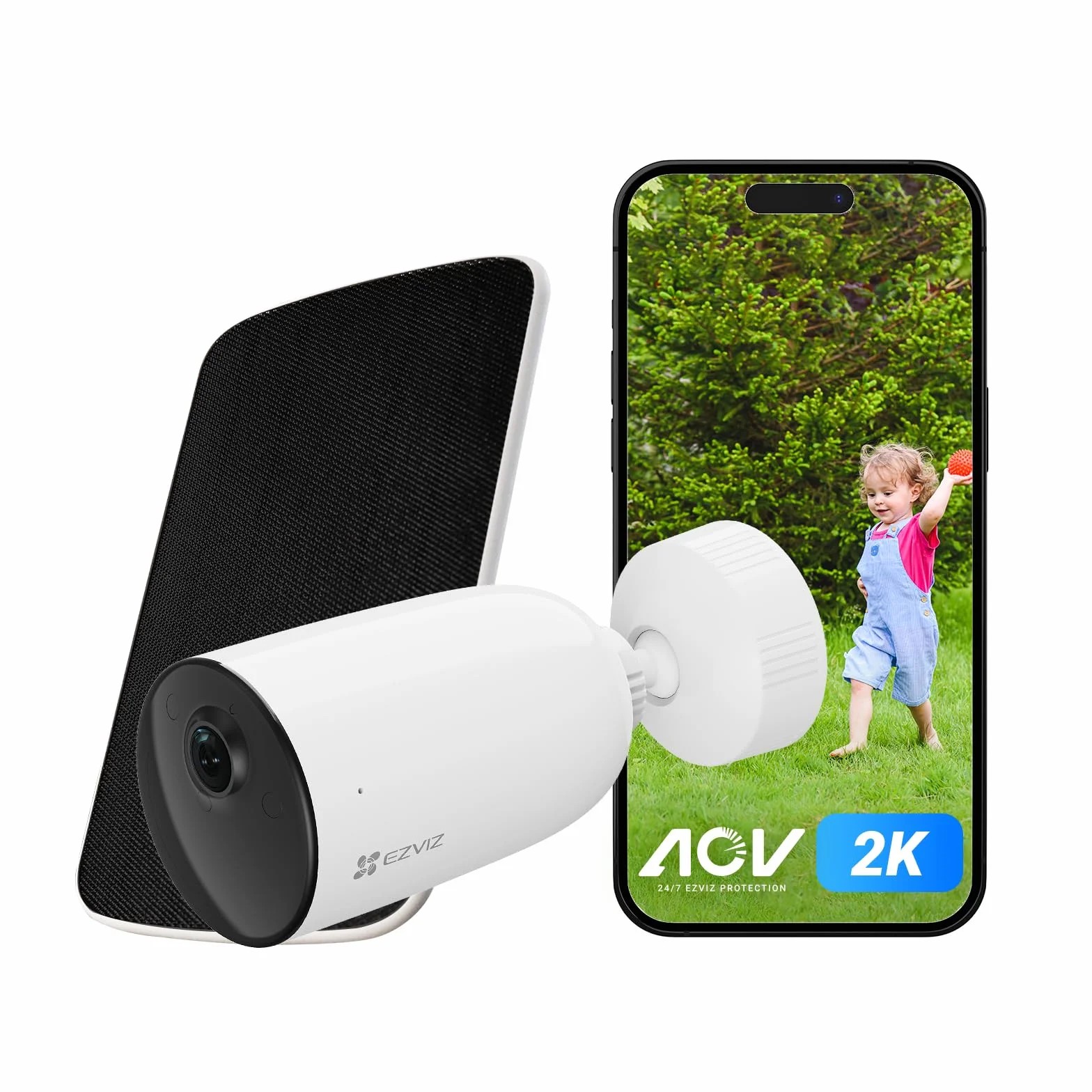EZVIZ 2K Caméra Surveillance WiFi Extérieure sans Fil avec Panneau Solaire, AOV, Détection de Forme Humain/Véhicule, Vision Nocturne Couleur, Audio Bidirectionnel, Défense Active, IP66, CB3 Kit