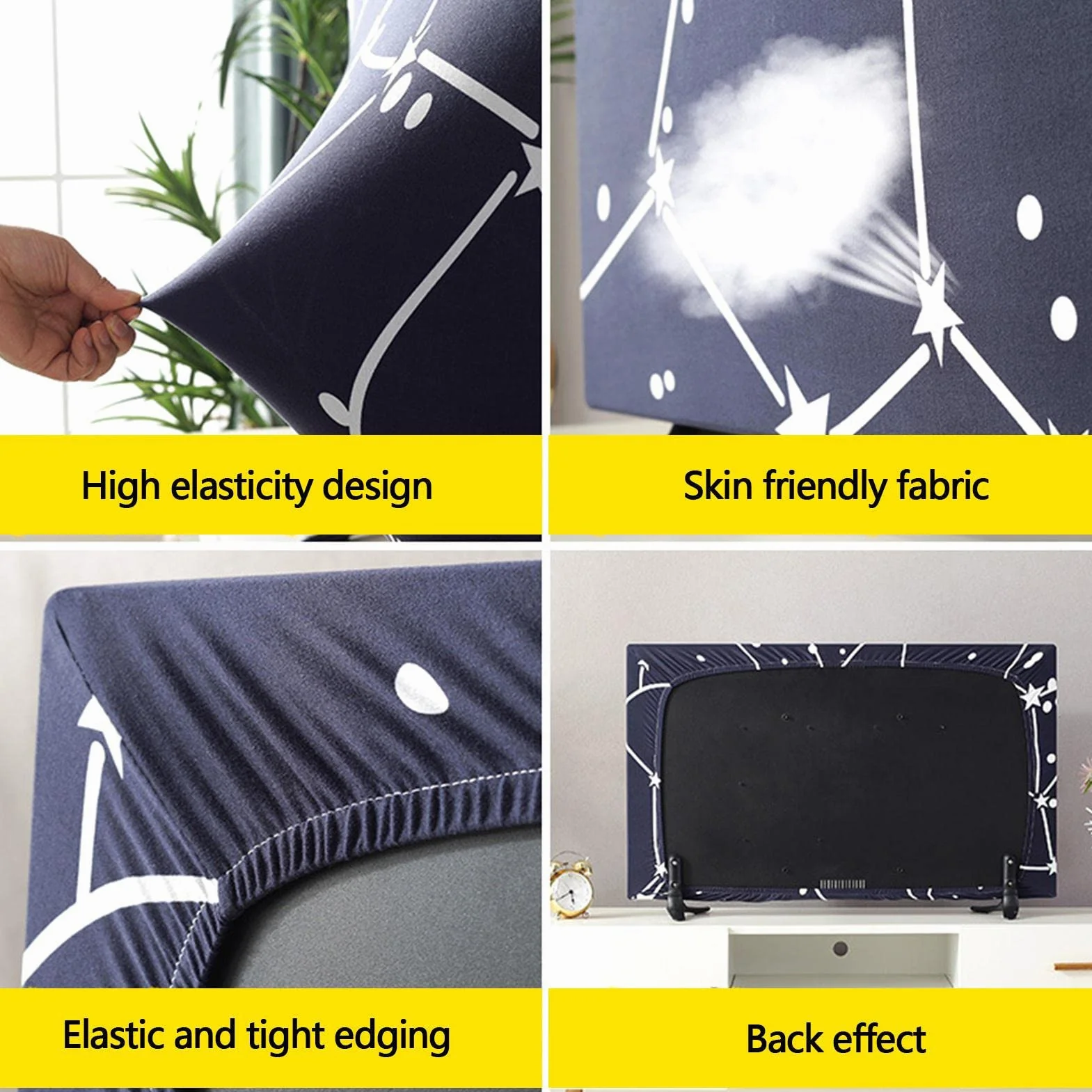 Housse TV Universelle,Protection Anti-poussière pour téléviseur - Accessoire décoration TV en Tissu Polyester Haute densité pour téléviseur Plat LCD 32-65 Pouces et télé seur