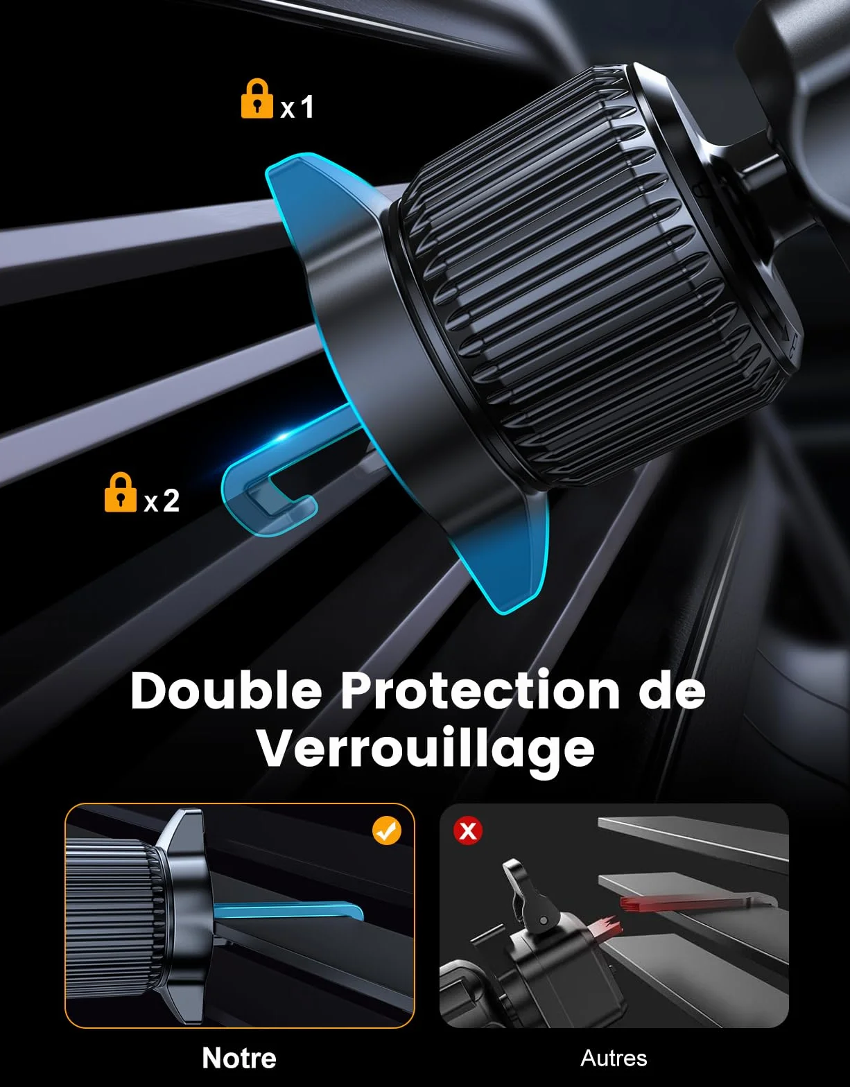 EOIWUY Support Telephone Voiture Induction, 15W Rapide Chargeur Compatible avec Magsafe Voiture, Rotation 360° & Grille d'Aération Chargeur sans Fil Voiture Compatible avec iPhone 17/16/15/14 Series