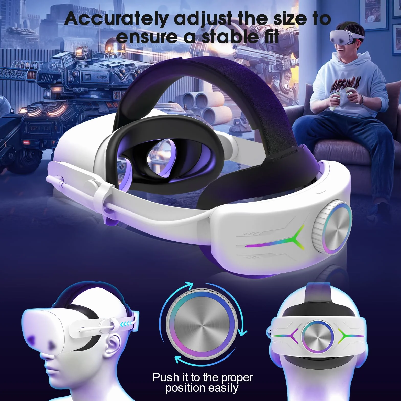 Eyglo Sangle Elite Quest 3S/3 avec Batterie 12000mAh, Amélioration Confort Support VR Accessoires