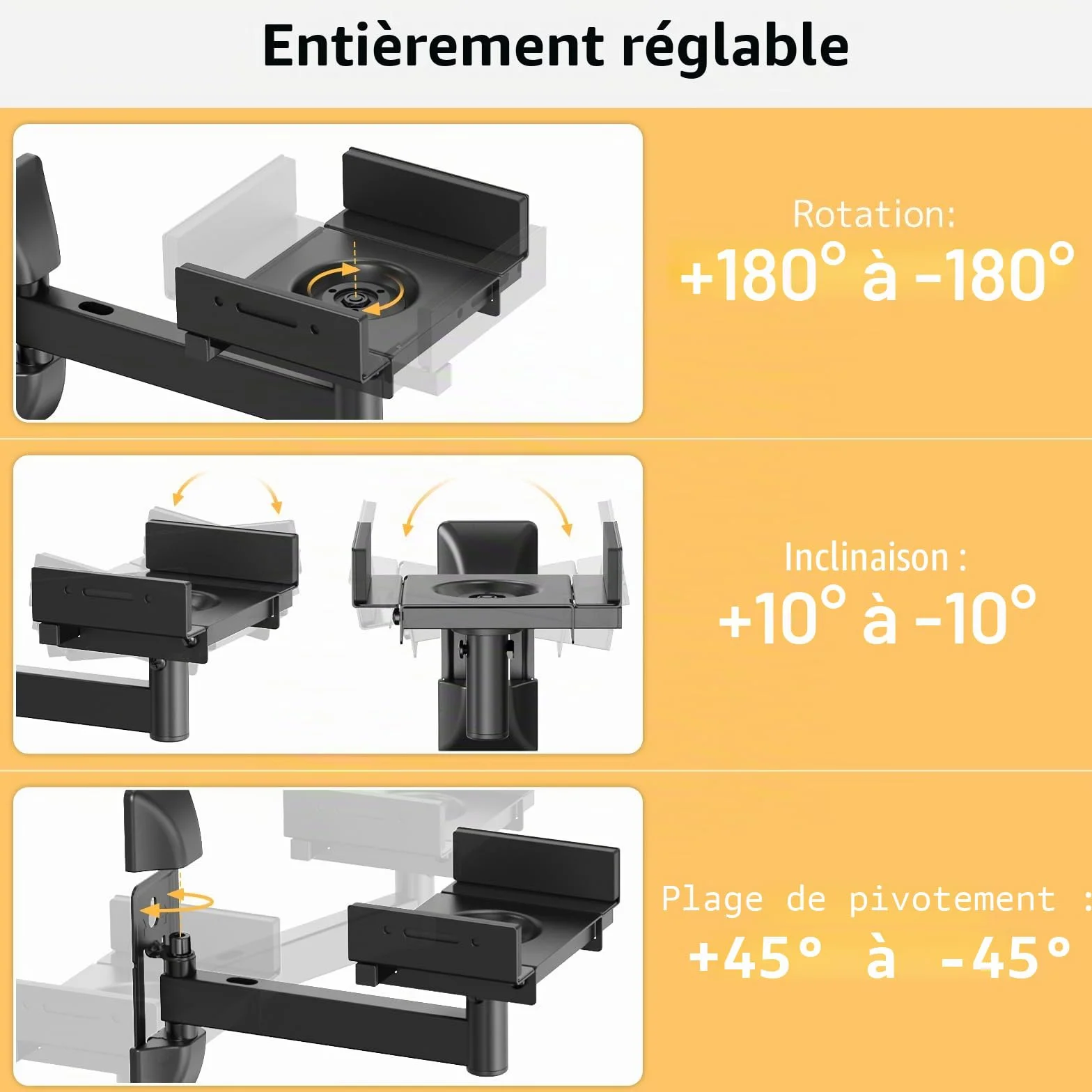 PUTORSEN Lot de 2 Supports muraux universels pour Haut-parleurs - Entièrement réglable - Supporte jusqu'à 25 kg