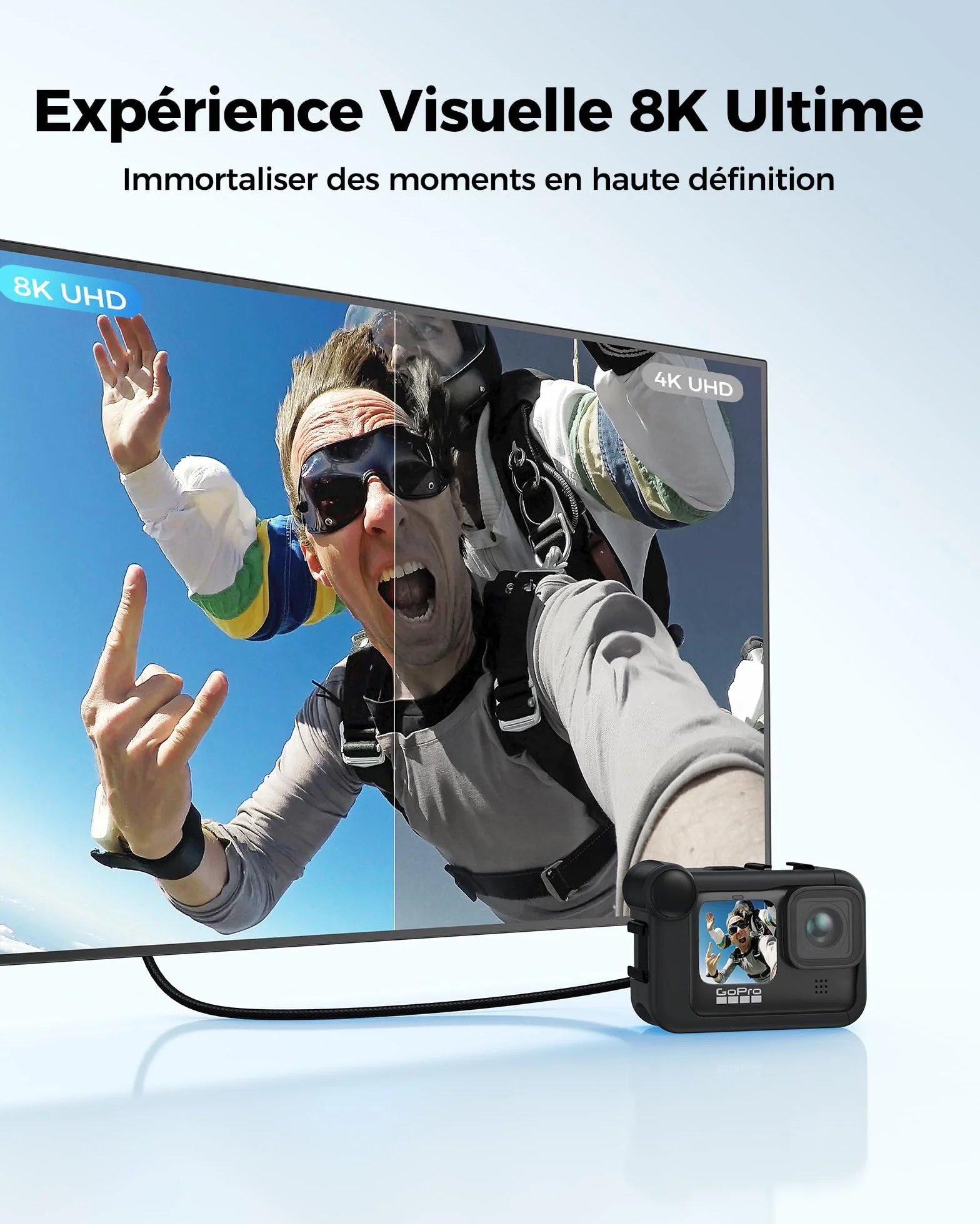 Silkland Câble Micro HDMI vers HDMI 2M, [8K@60Hz, 4K@120Hz], Nylon Tressé, Compatible 48Gbps, HDR, eARC, pour Raspberry Pi 5/4, Appareils Photo, Hero, Ordinateurs Portables et Téléviseurs