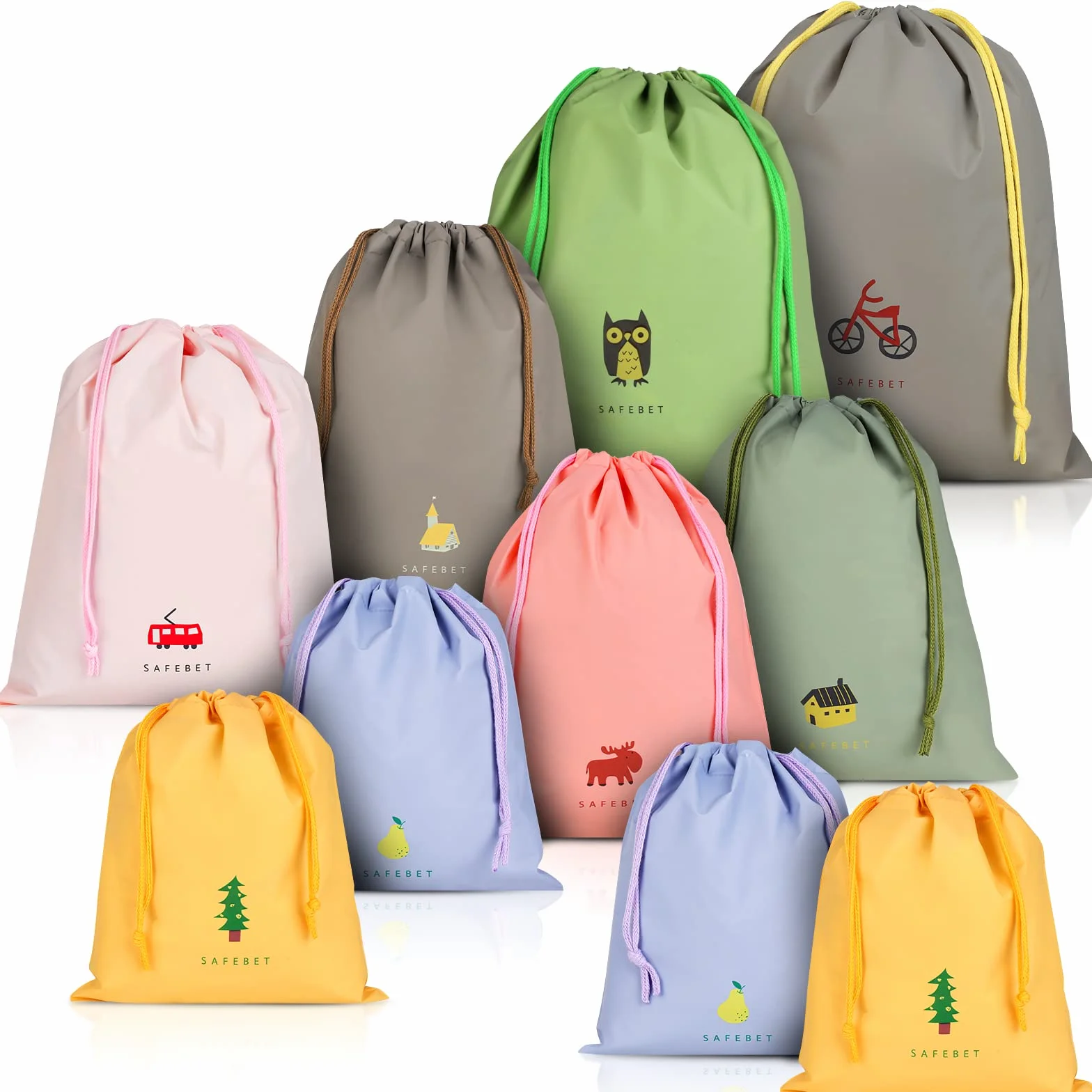 Annhao Sac Imperméable avec Cordon 10 Pcs Sac à Cordon Sport Gym Organisateur de Bagages Imperméable