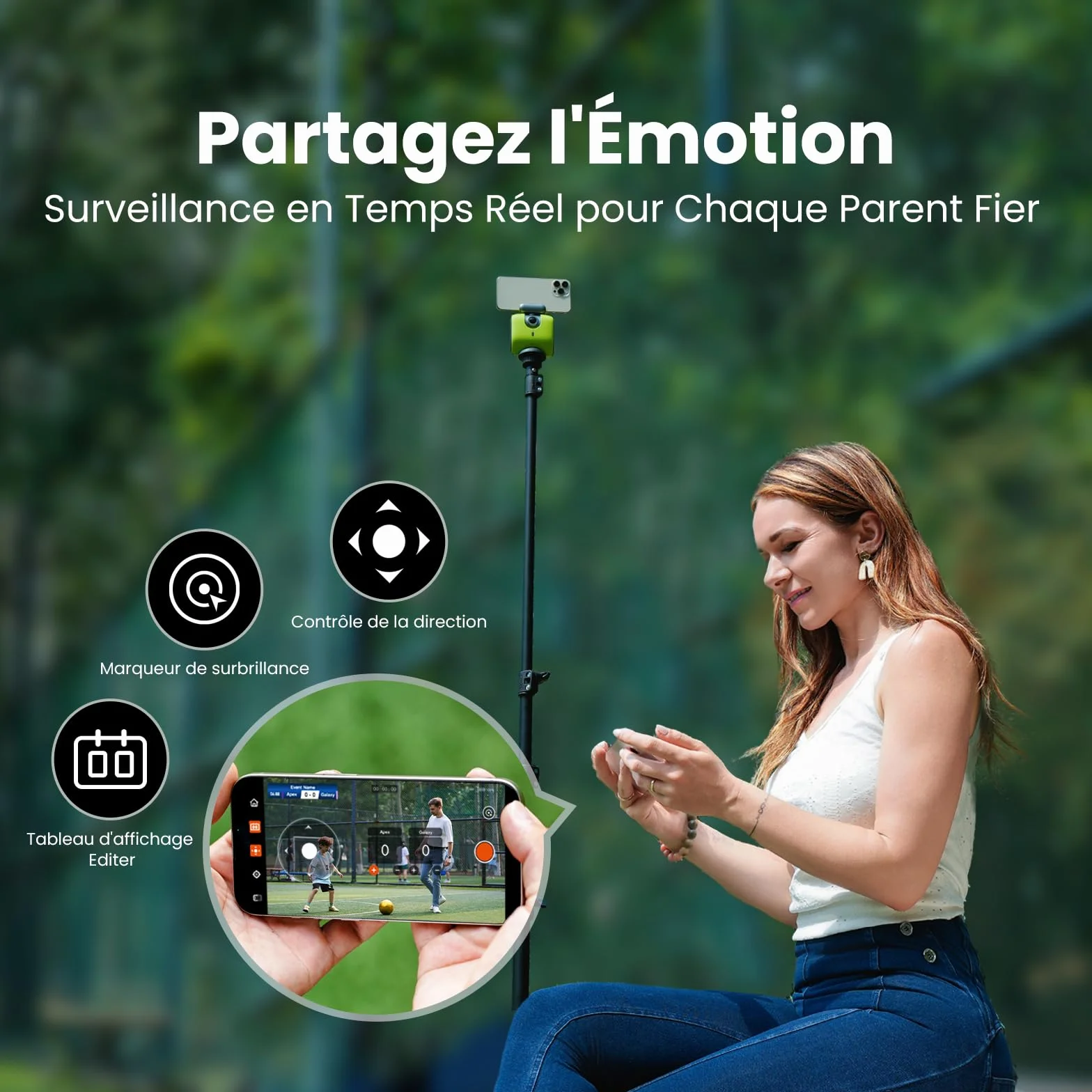 XbotGo Chameleon Caméra d'action Sport 4K 60FPS - SuiviFootball & Enregistrement Basket pour Sports Collectifs, Diffusion Live, Installation Facile, Compatible iOS & Android (Graphite Lave)