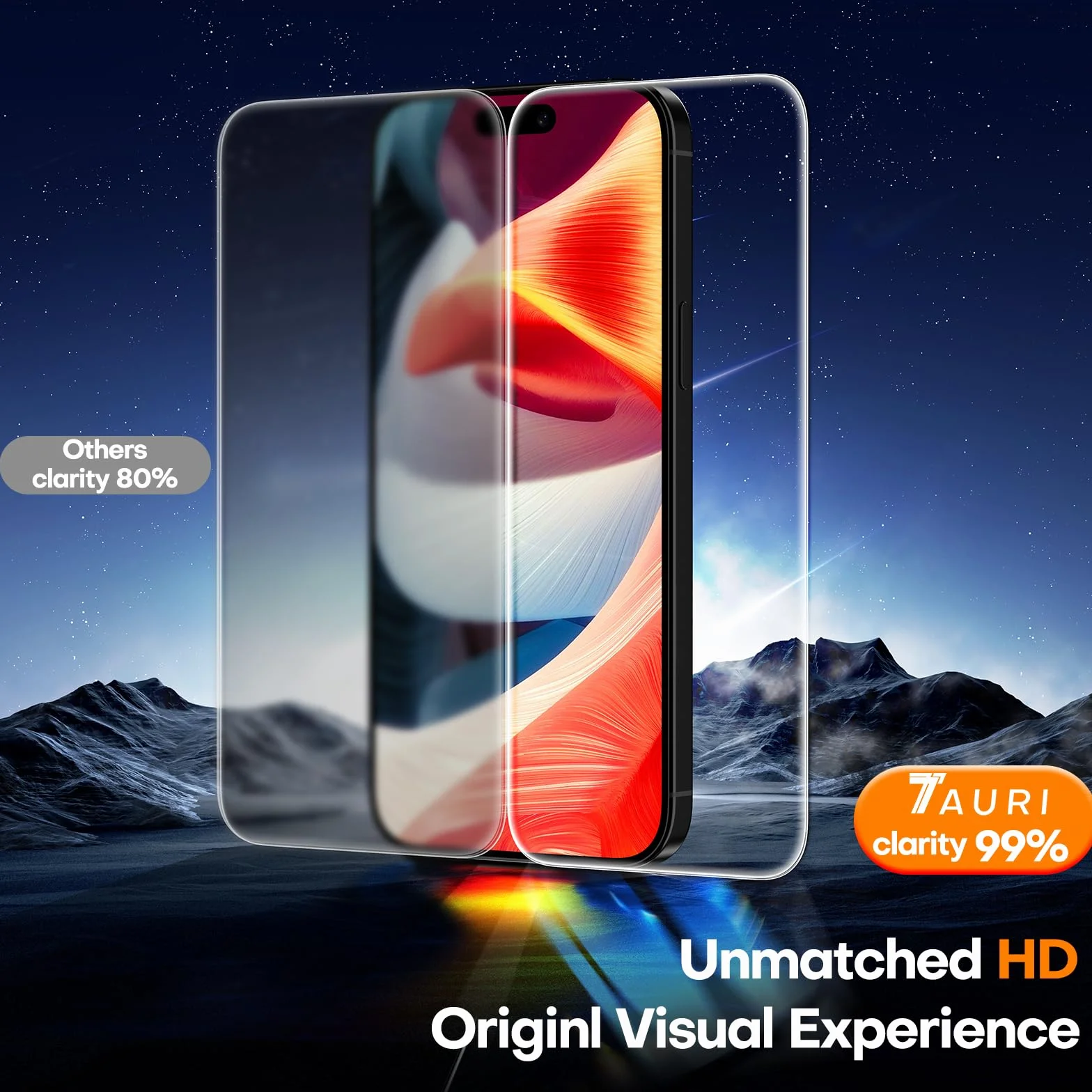 TAURI Lot de 2 Verre Trempé Pour iPhone 15 6,1 Pouces, Sans Bulle, Film en Protection D'écran avec Outil d'Installation Facile,Dépoussiérage Automatique,Résistant aux Rayures