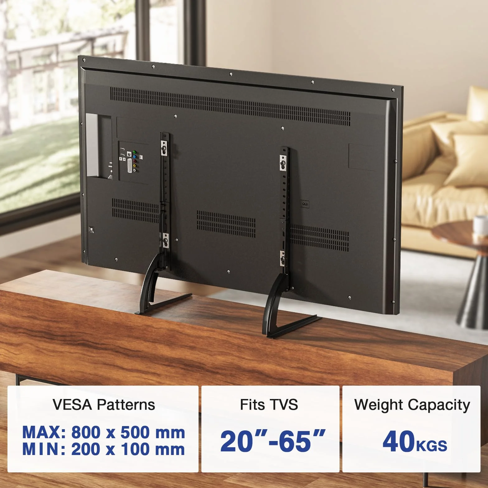 RFIVER Support TV Pieds Place sur Meuble Télé Elévateur Hauteur Adjustable pour LCD LED OLED ALED Ecran 20 à 65 Pouces VESA jusqu'à 800 x 500 mm