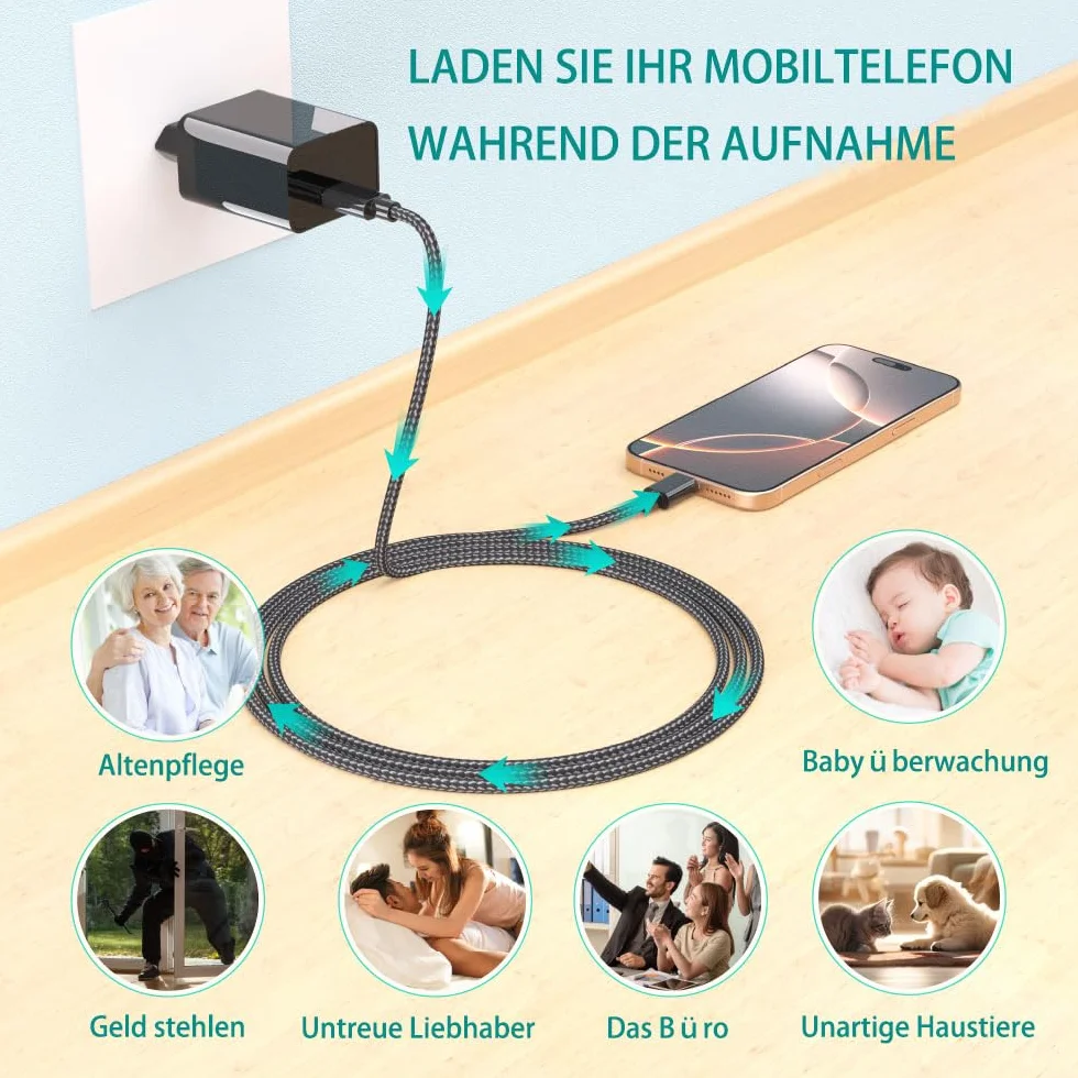 Mini Caméra Espion Surveillance avec Détection Mouvement et Vision Nocturne Intérieur Extérieur