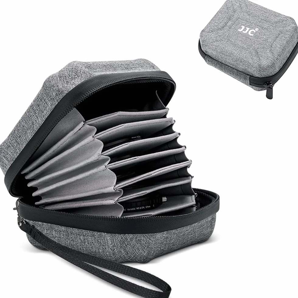 JJC Étui étanche pour 10 filtres Ronds de diamètre jusqu'à 95 mm - Doublure de Protection pour Filtre - Pochette de Transport avec Chiffon de Nettoyage en Microfibre