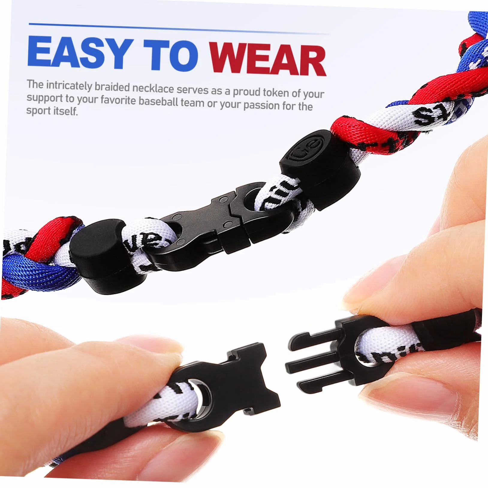 Collier Accessoires Sportifs Baseball Corde en Tressé pour Hommes 3 Pièces