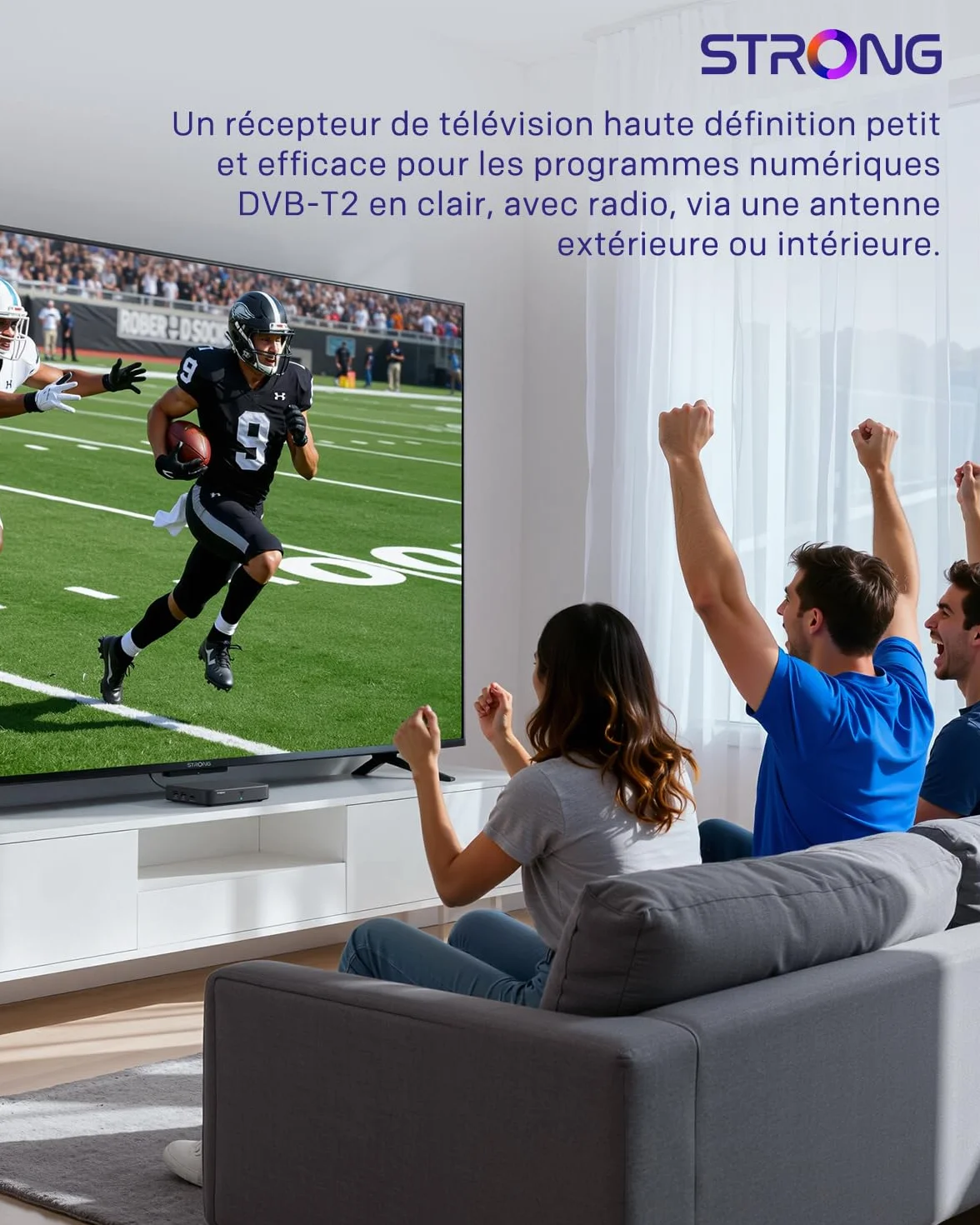 STRONG SRT420 Streaming Box Android TV 4K avec Port Ethernet, DVB-T2, 2GB RAM + 8GB Stockage, Chromecast Intégré, WiFi, Assistant Google Vocal, HDR10+