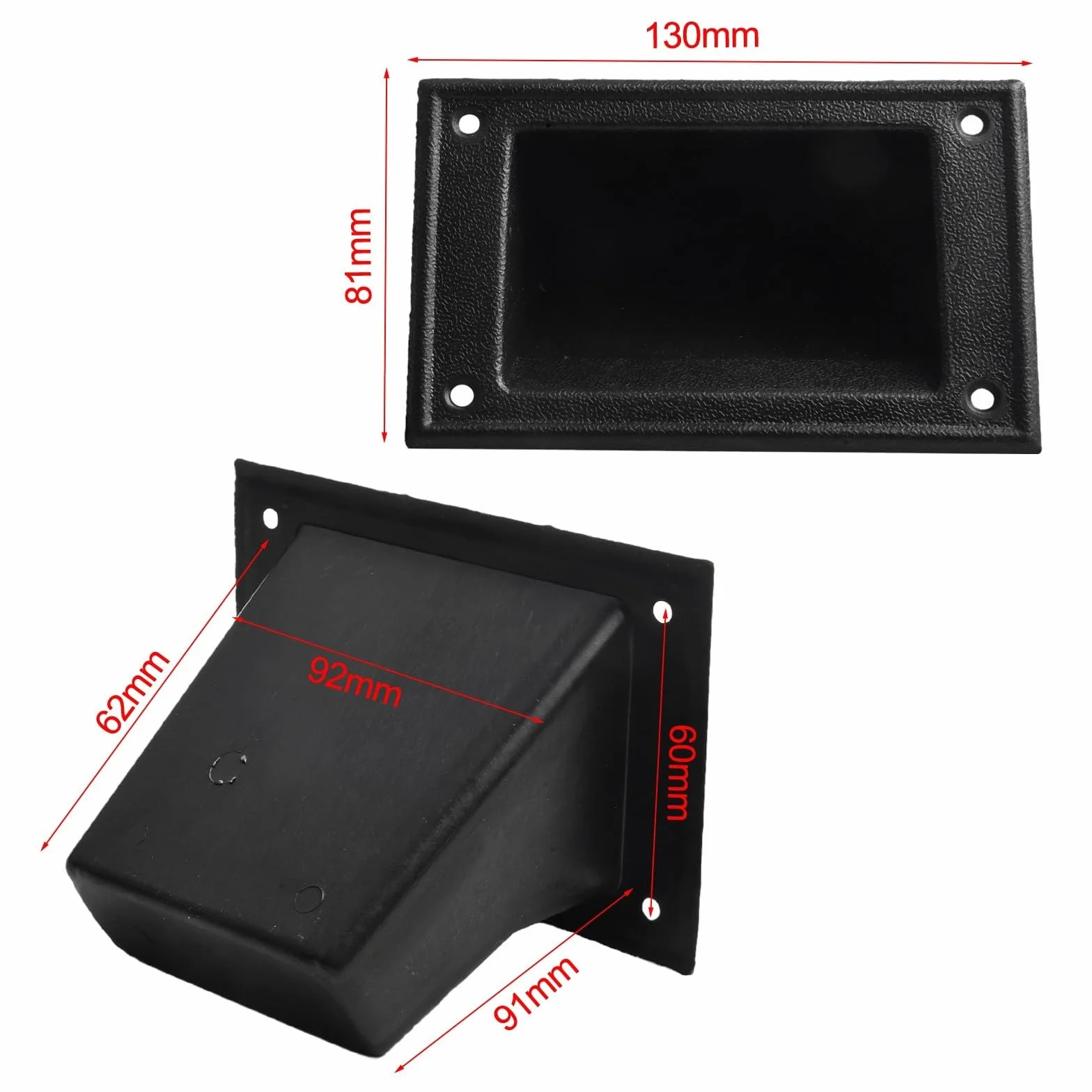 PS12981 Lot de 2 poignées de haut-parleur portables avec design encastré en plastique pour faciliter le transport et le montage sécurisé