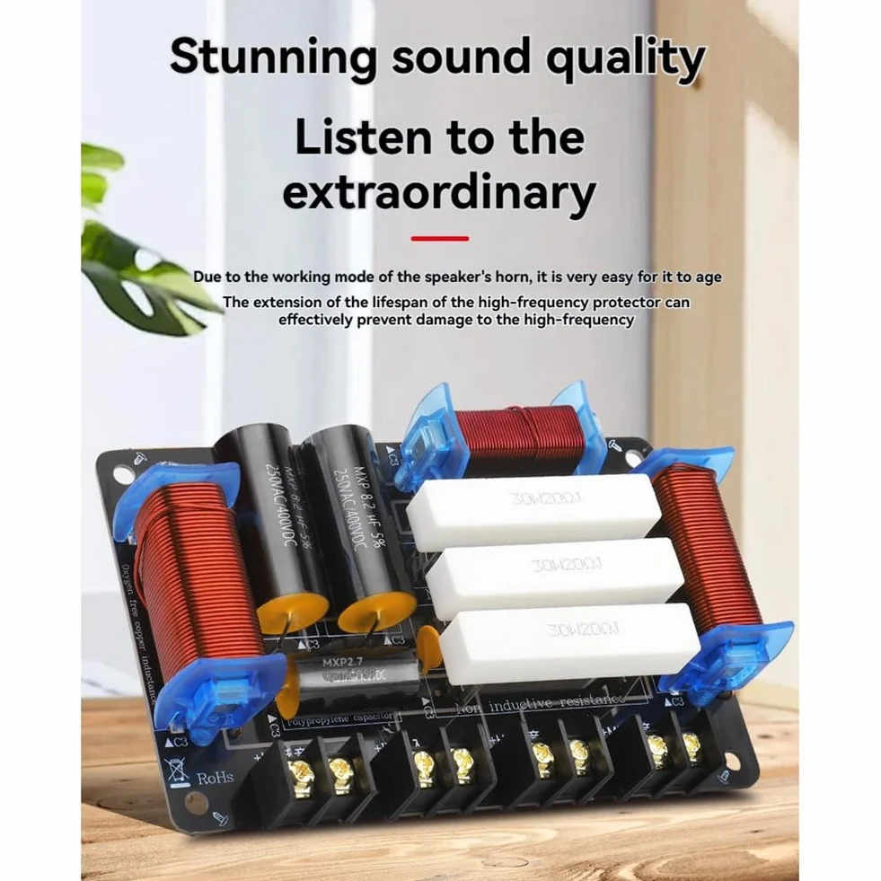 pour Haut-Parleur 3 Voies de 8 Pouces, 10 Pouces et 12 Pouces, 1 Tweeter, 1 Médium, 1 Haut-Parleur de Basse, Filtre Passe-Bas 600W 4Ohm/8Ohm.