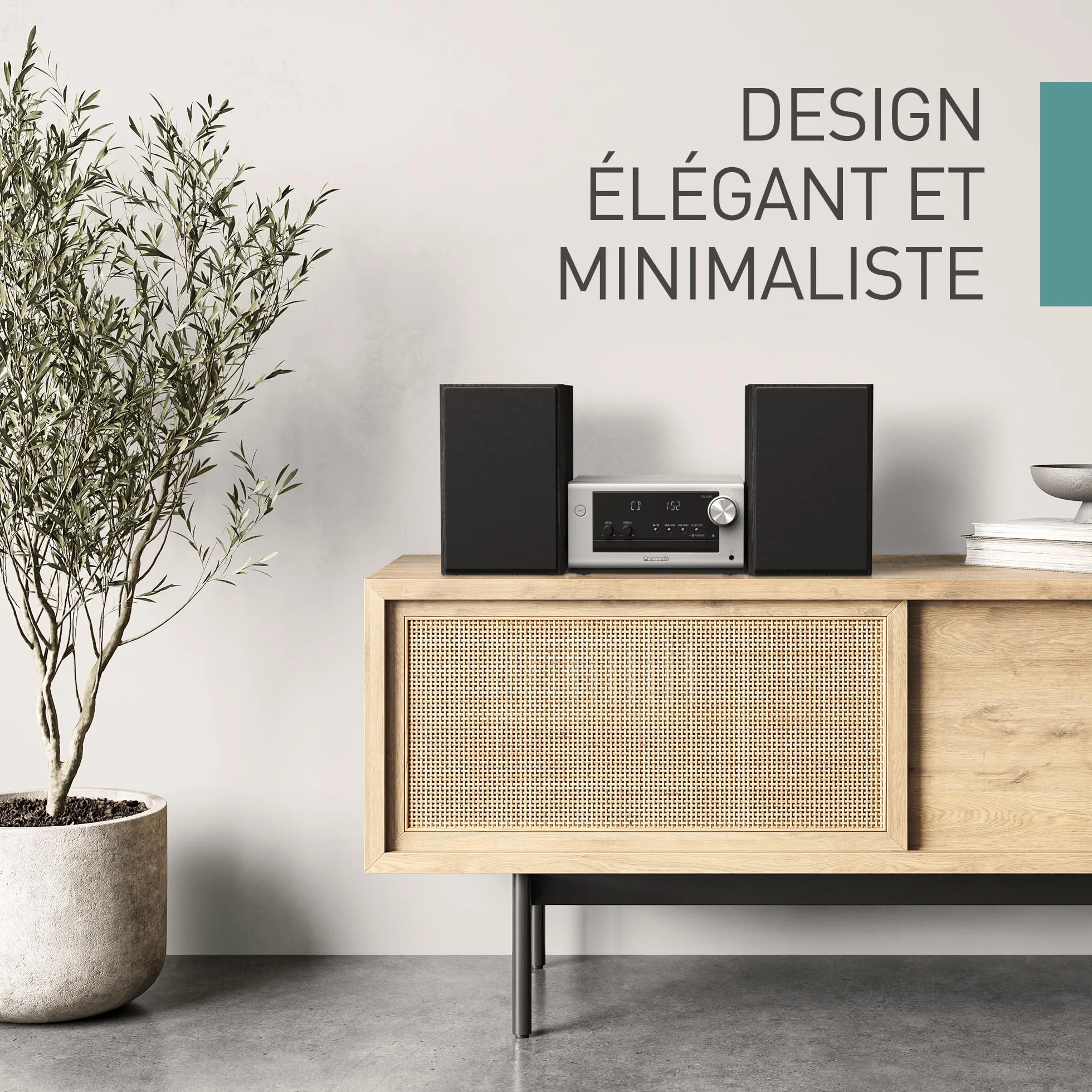 Panasonic SC-PM702EG-S Microchaîne Hi-Fi Stéréo Compacte avec CD, DAB+/FM, USB, Bluetooth, 80W, Argent