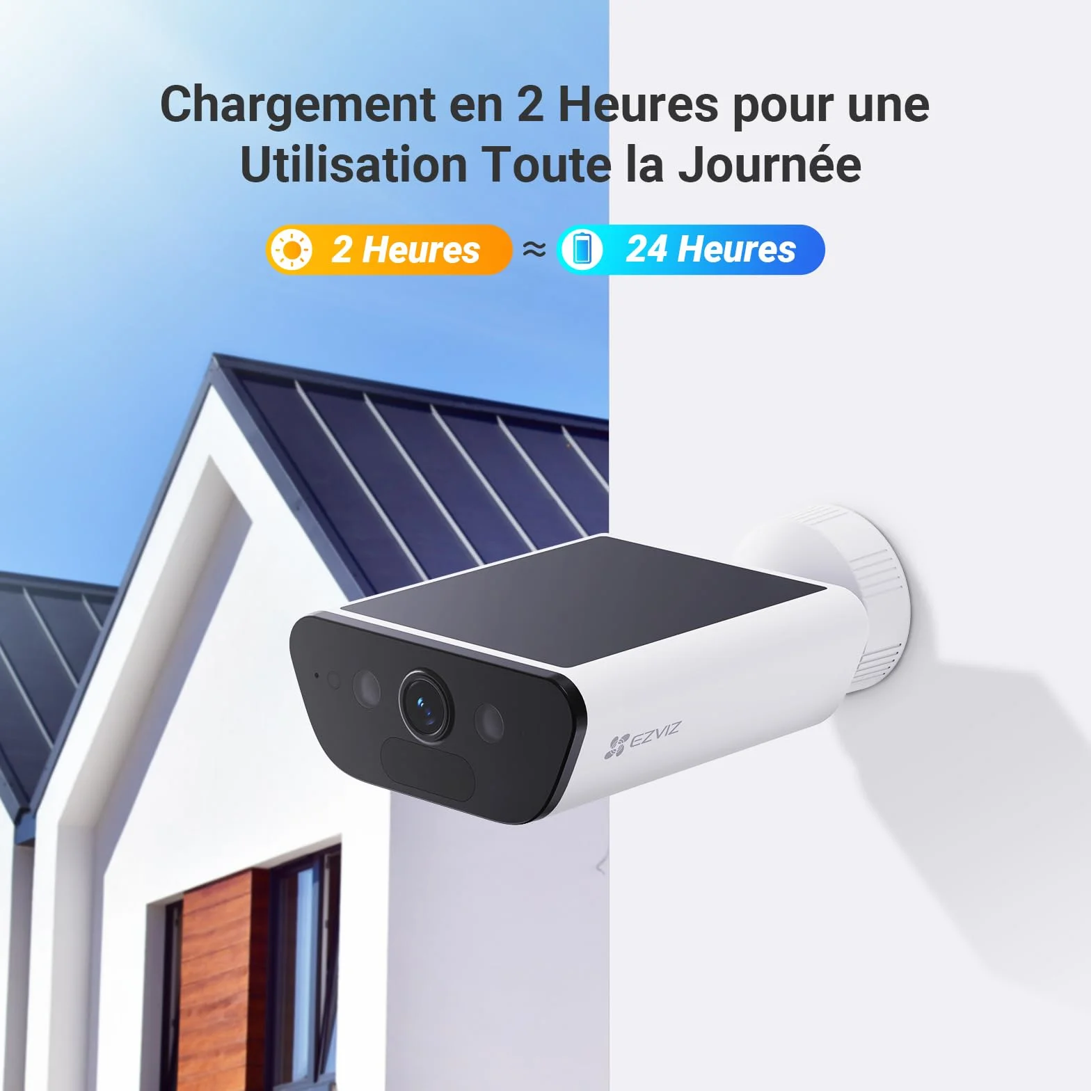 EZVIZ CB5 4K Camera Surveillance WiFi Exterieure sans Fil à Batterie, Camera Solaire Exterieur, Vision Nocturne en Couleure, Détection de Forme Humaine/Véhicule, Défense Active, Étanche IP65, Alexa