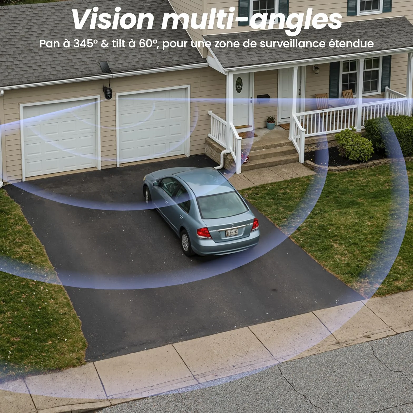 Cinnado Camera Surveillance WiFi Exterieure sans Fil - 2K Camera Exterieur sans Fil avec Panneau Solaire, 360° PTZ, Alerte Instantanée PIR, Vision Nocturne Couleur, Audio Bidirectionnel, B6 (Noire)