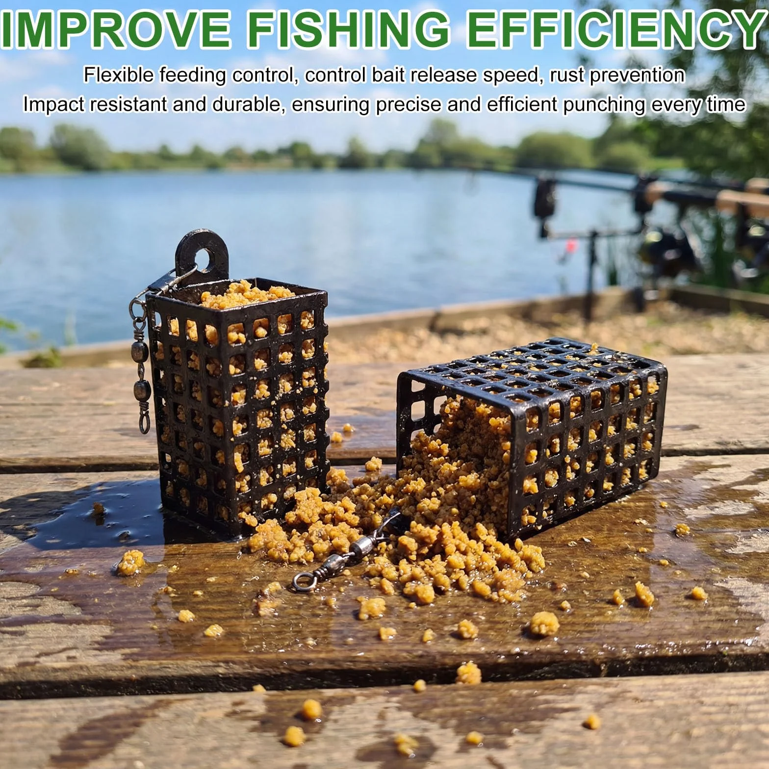 Cage Feeder Méthode Feeder 26 Pièces Métal Émerillons Mangeoires Pêche Rivière Étang 10-60g