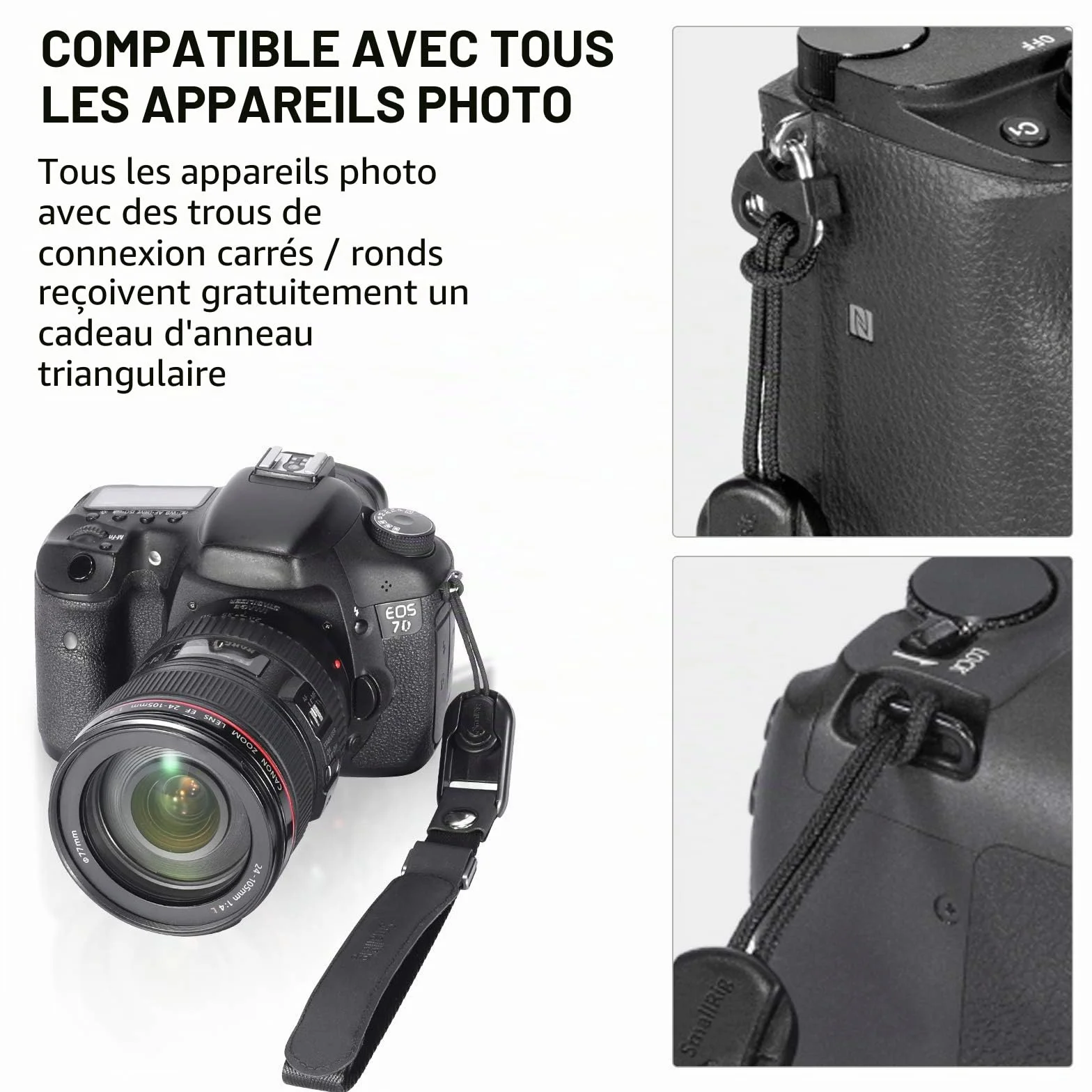 SMALLRIG Dragonne en Néoprène pour Canon pour Nikon pour Sony pour Fujifilm pour Olympus DSLR SLR - 2398