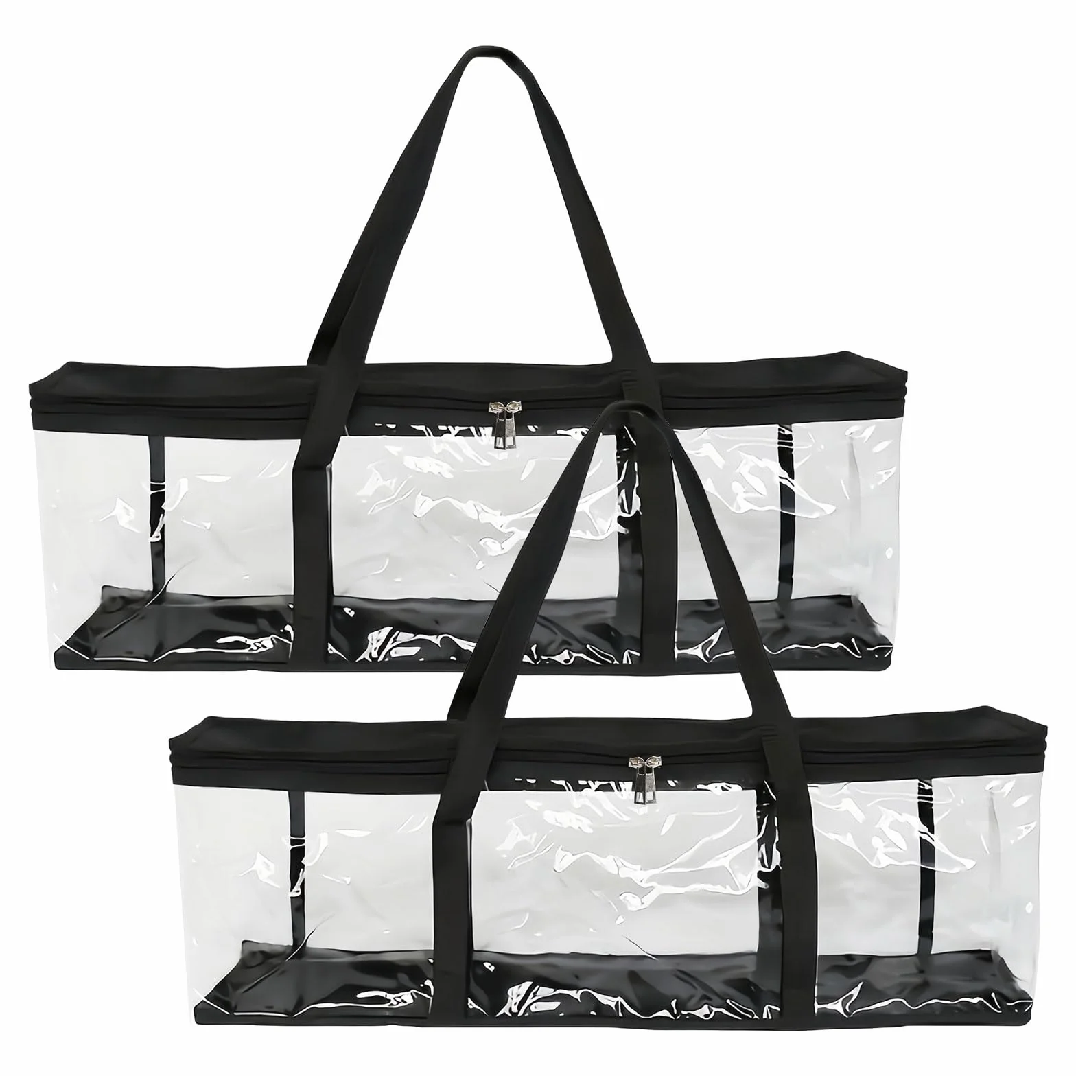 Sac de Rangement Portable pour CD/DVD avec Poignées, Étui PVC Transparent, Lot de 2