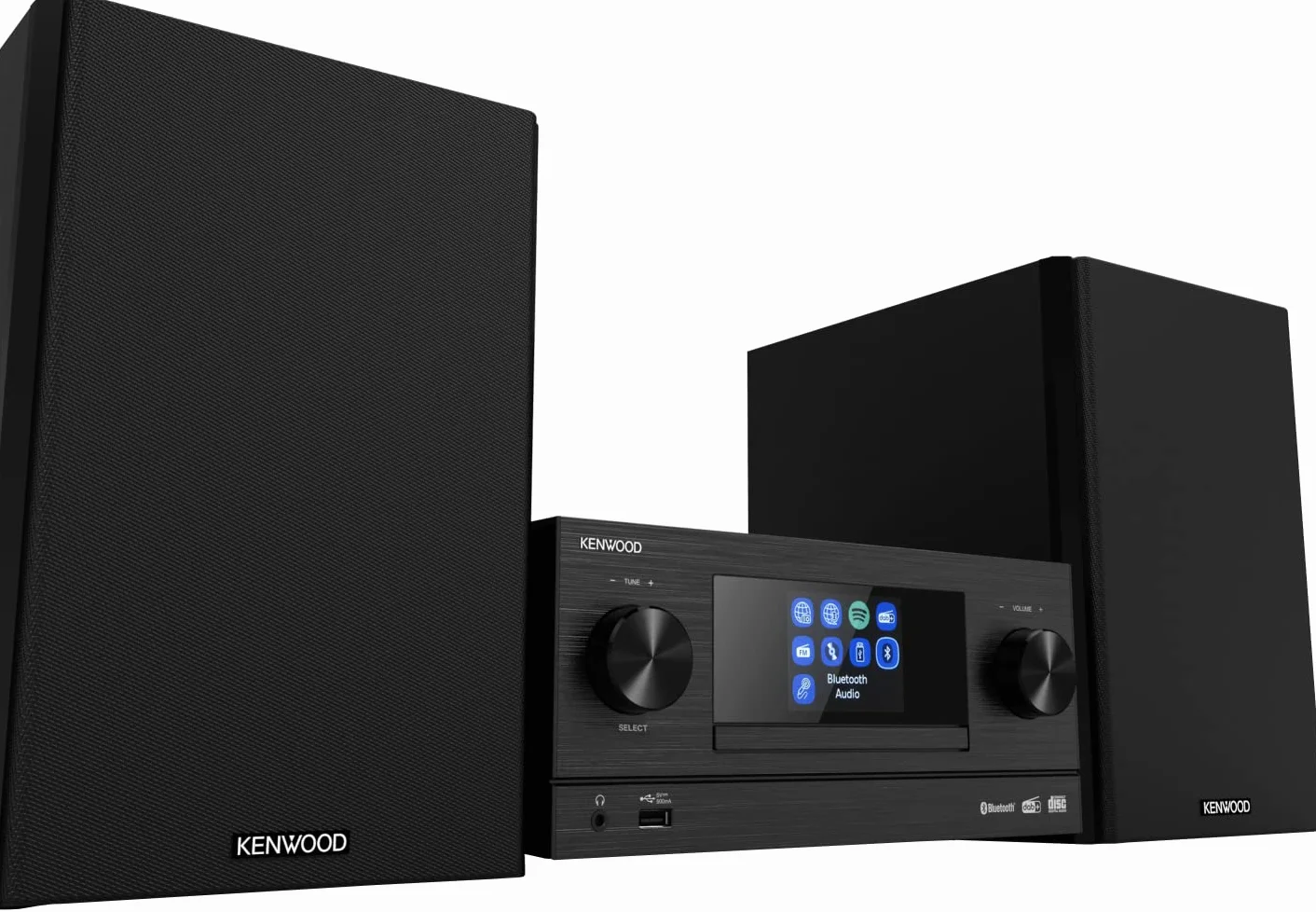 KENWOOD M-9000S-B Micro Système Hi-FI avec CD, Dab +, Radio Internet, Spotify, FM, Bluetooth, USB et Grand écran Couleur TFT