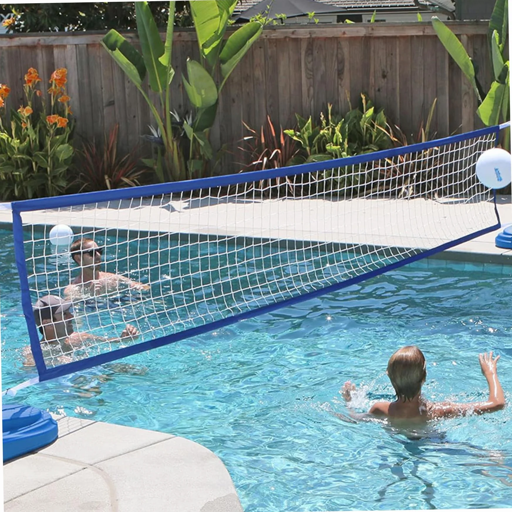 Filet de Volleyball de Piscine 15 × 3 Pieds avec Sac Portable, Jeux d'eau Extérieur