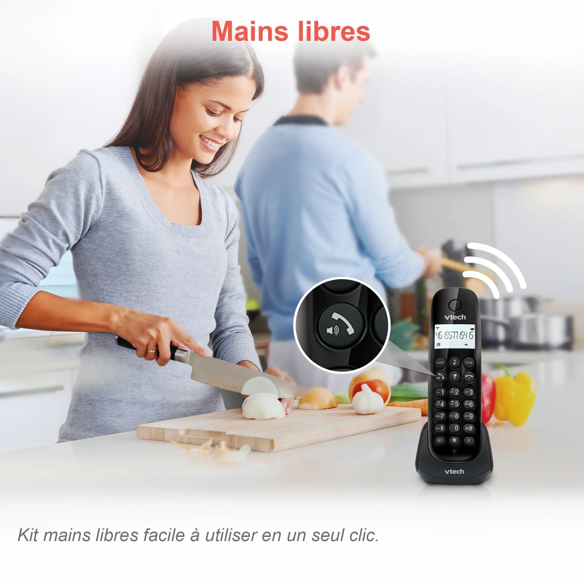 VTech CS1450 Téléphone sans Fil DECT avec Répondeur, Mains Libres, Blocage d'Appels, Identification de l'Appelant, Écran Rétroéclairé