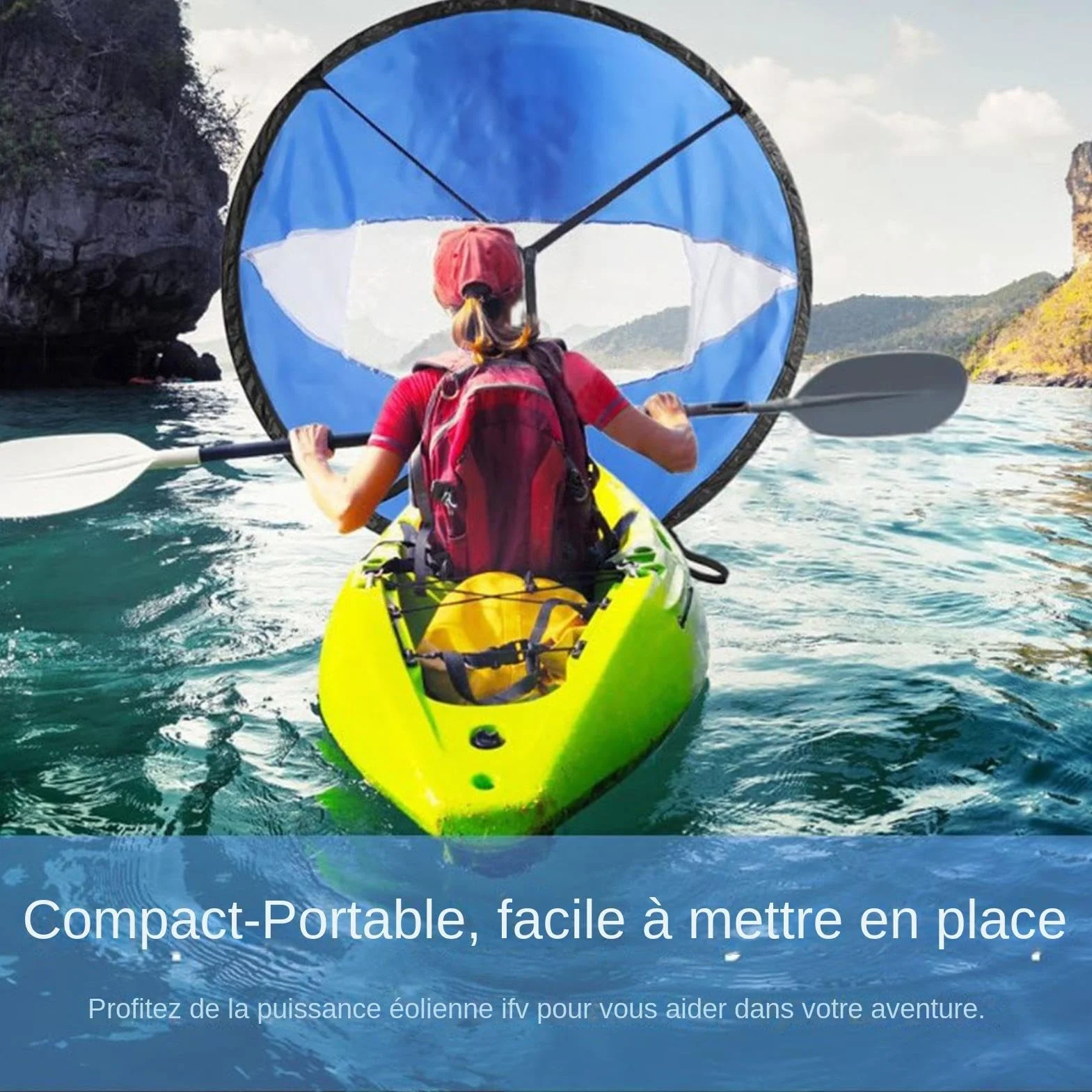 Voile à vent pour kayak pliable | Accessoire de voile de planche à voile pour pagaie