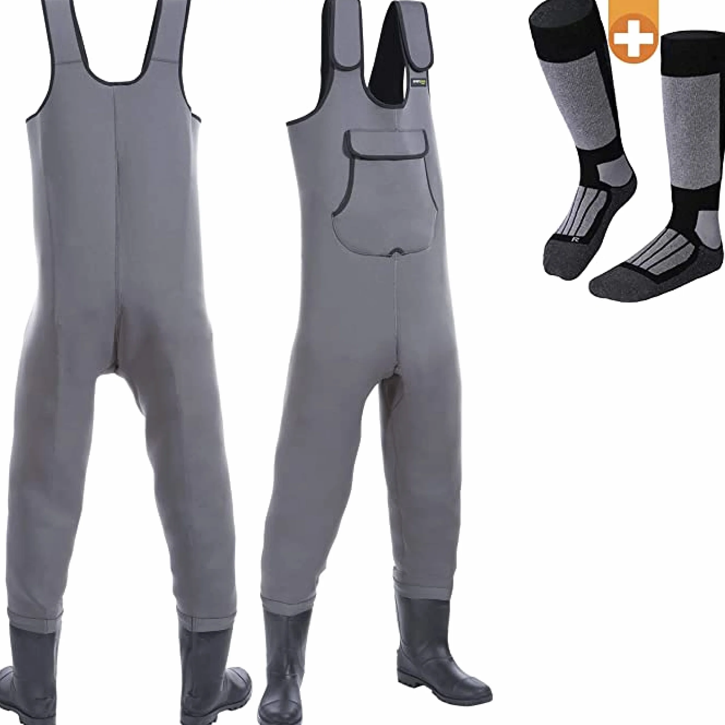 Cuissardes Néoprène Imperméables Waders Pêche Homme +1 Paire Chaussettes Thermiques