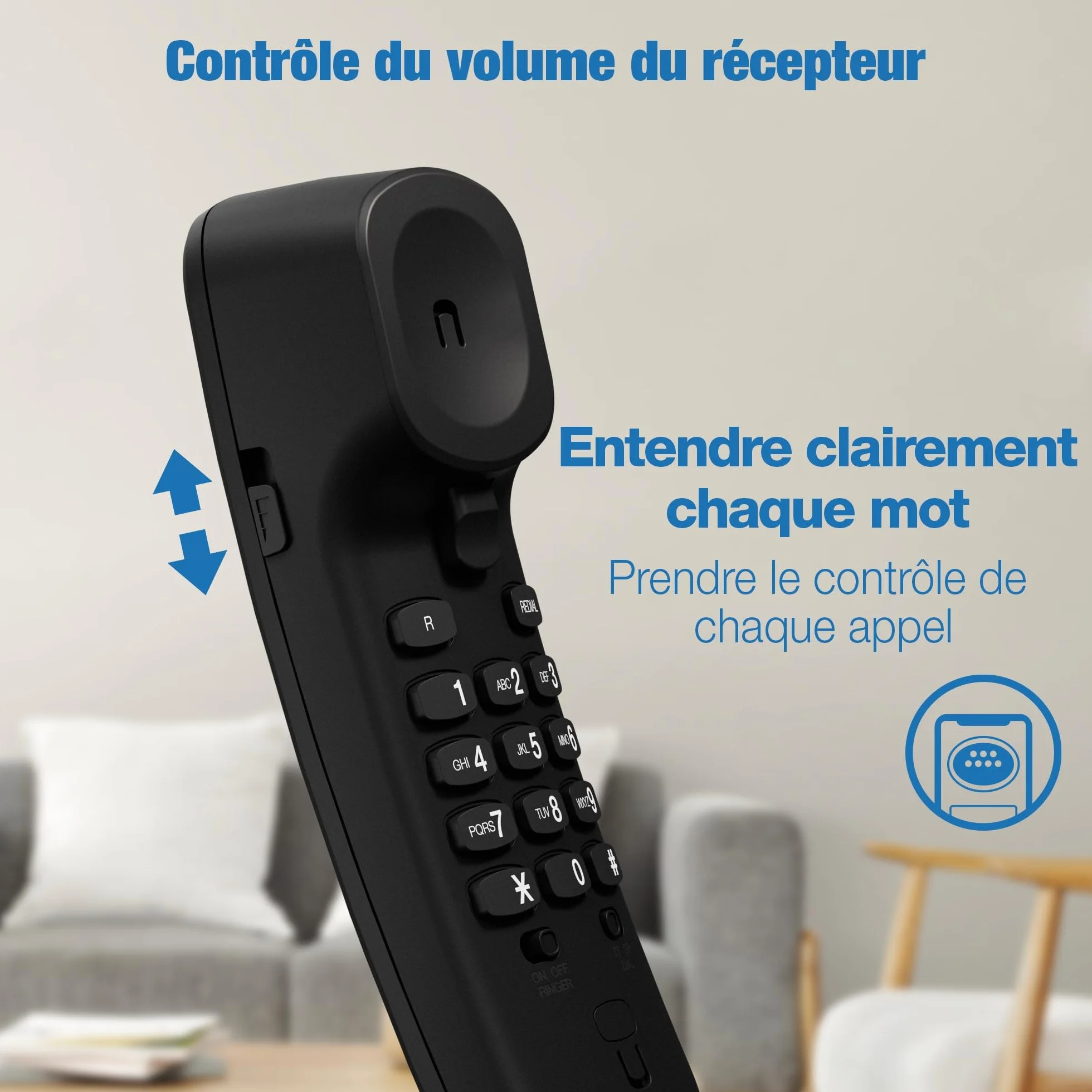 VTech CD1100-B Téléphone filaire avec contrôle du volume et recomposition du dernier numéro