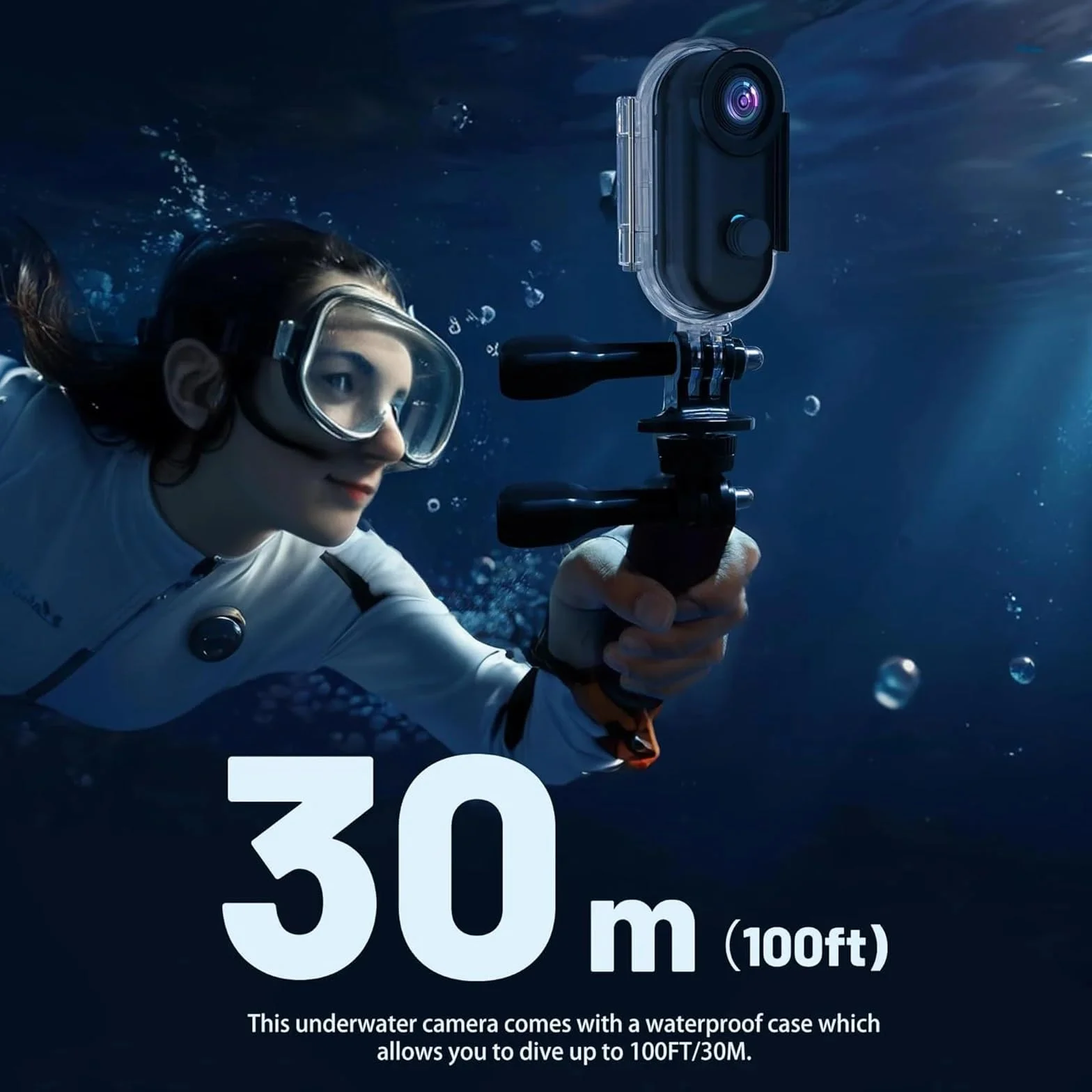 Caméra Sport 1080P WiFi Étanche Aimanté Mini Action Cam Portable avec Clip 360° Angle 120° Enregistrement en Boucle pour Moto Casque Velo