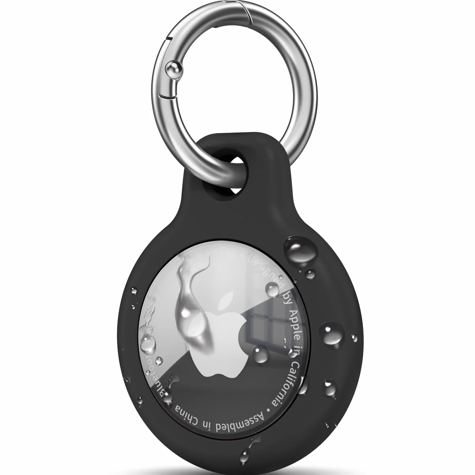 Wanme Airtag Porte Clé, Étuis pour Apple AirTag Coque, Protection Résistante à Scratch, Couvercle étanche, Maisons AirTag avec Couvercle Avant (Noir)