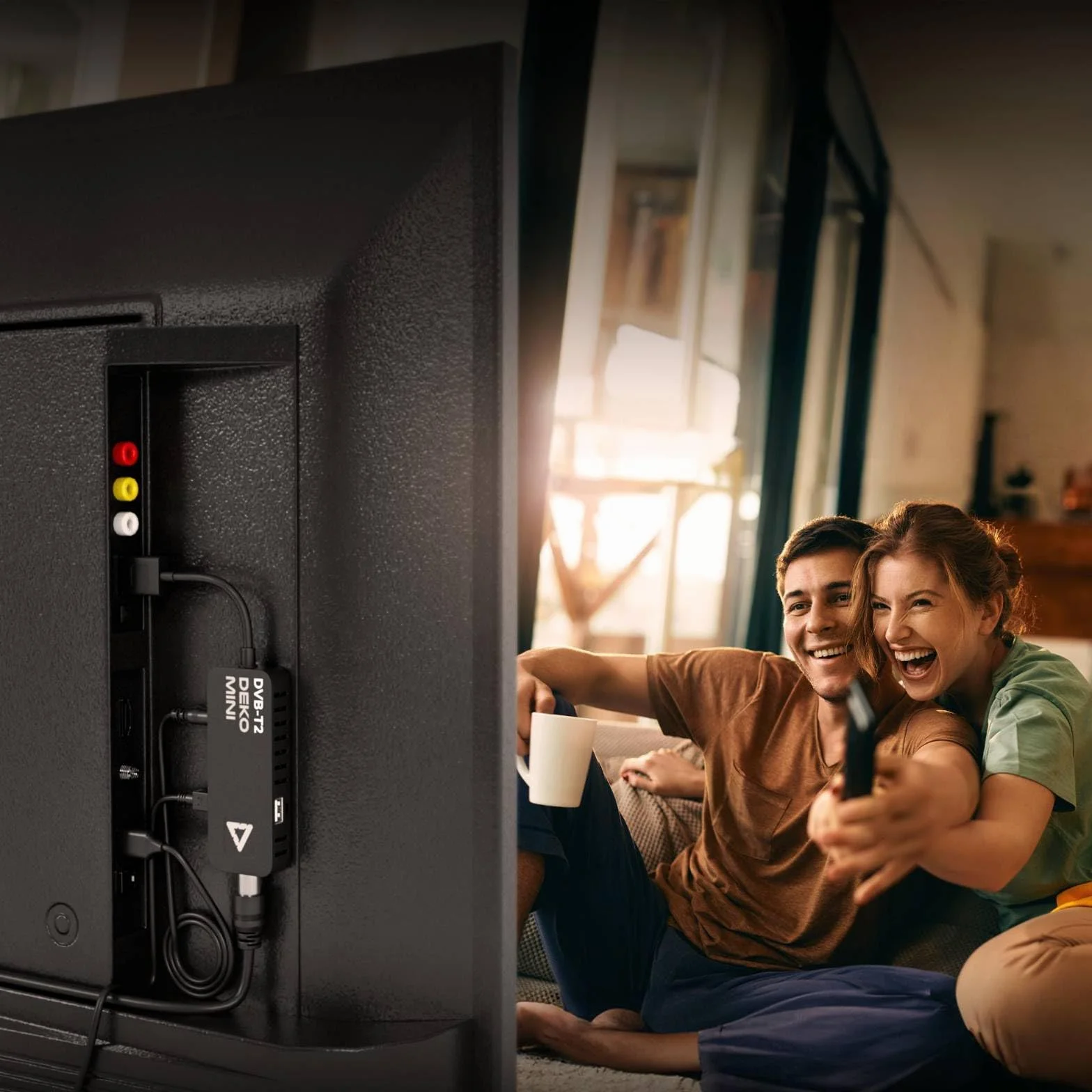 DEKO Boitier TNT HD DVB-T2 HEVC Stick HDMI USB 10 Bit WiFi Multimédia PVR 2in1