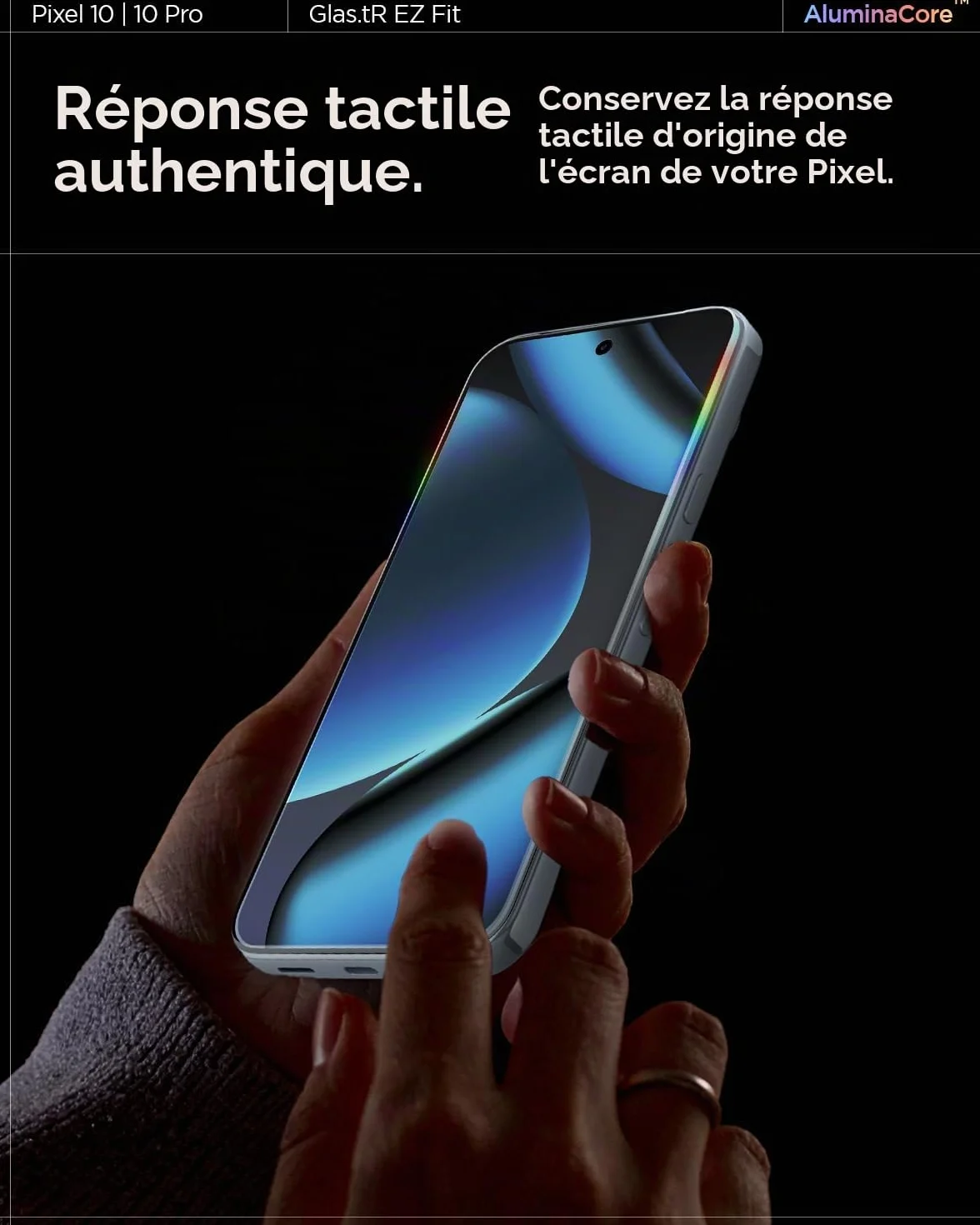 Spigen Glas.tR EZ Fit Verre Trempé pour Google Pixel 10, 10 Pro, Pixel 9, Pixel 9 Pro, 2 Pièces, Kit d'installation inclus, Dureté 9H, Résistant aux Rayures