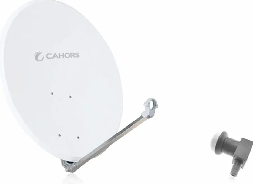 Parabole Satellite Acier Blanche 80cm + LNB 0.1dB Single Cahors idéal Astra Eutelsat