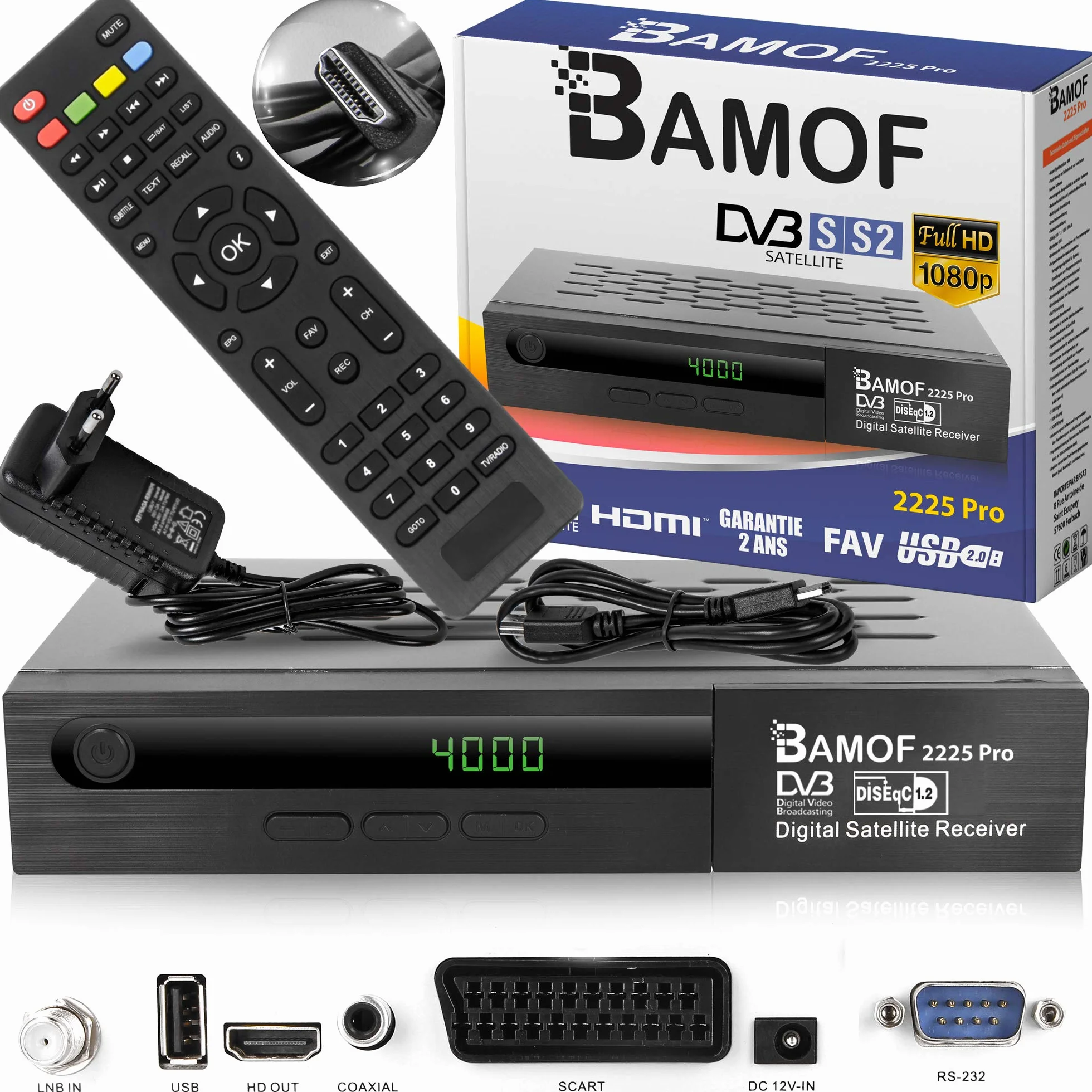 Récepteur Satellite Numérique HD-Line 2225 Pro HDTV DVB-S2 HDMI Full HD 1080p